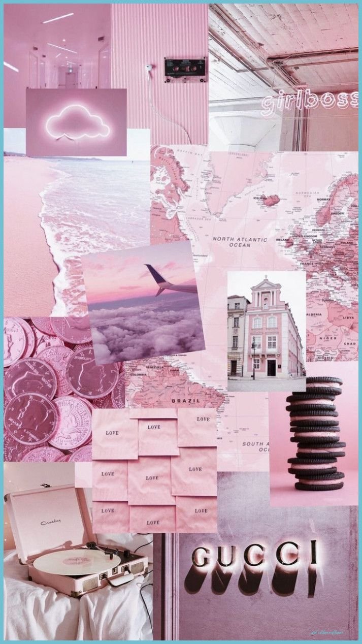 Aesthetic pink collage Wallpaper Download