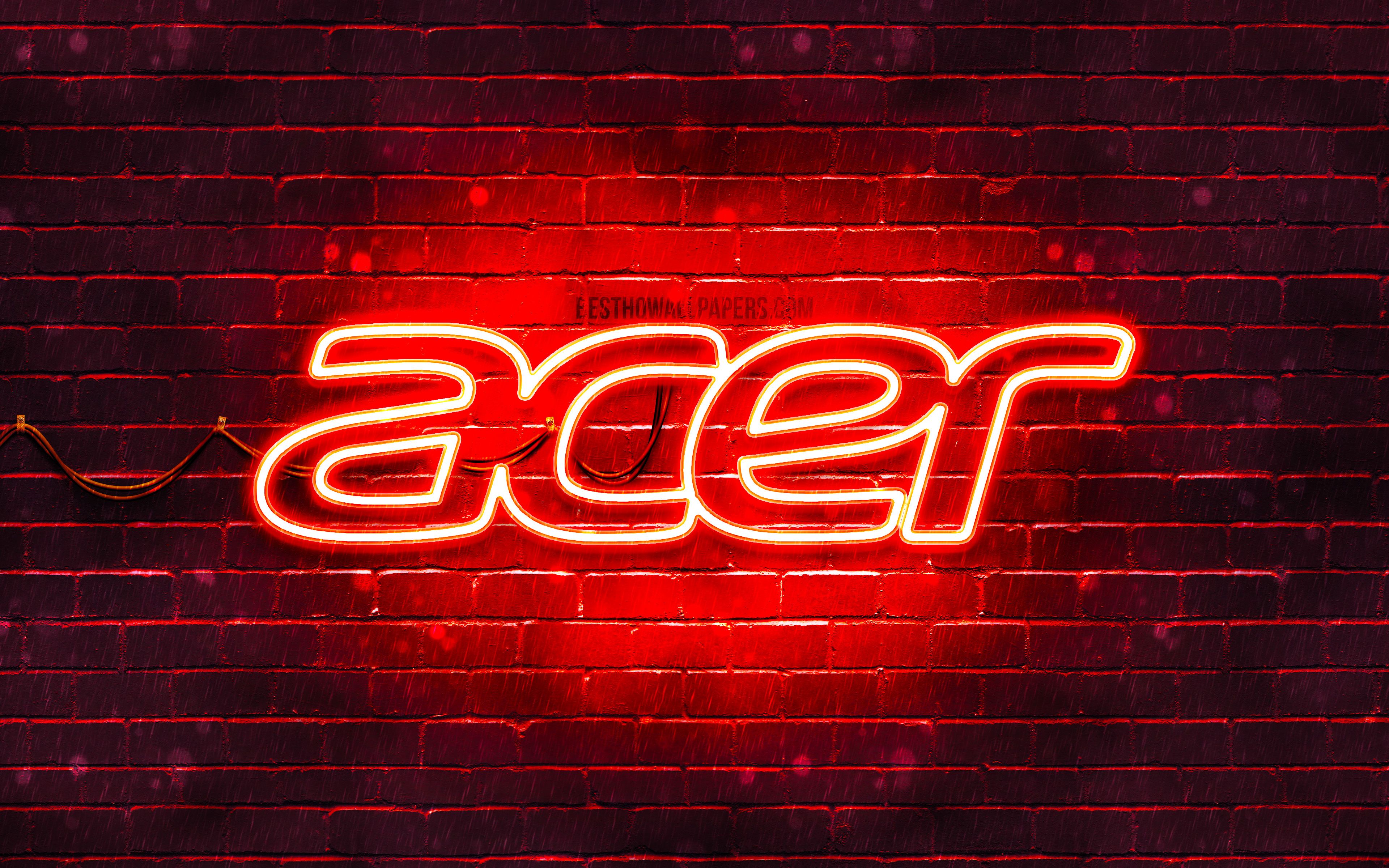 Download wallpaper Acer red logo, 4k, red brickwall, Acer logo, brands, Acer neon logo, Acer for desktop with resolution 3840x2400. High Quality HD picture wallpaper