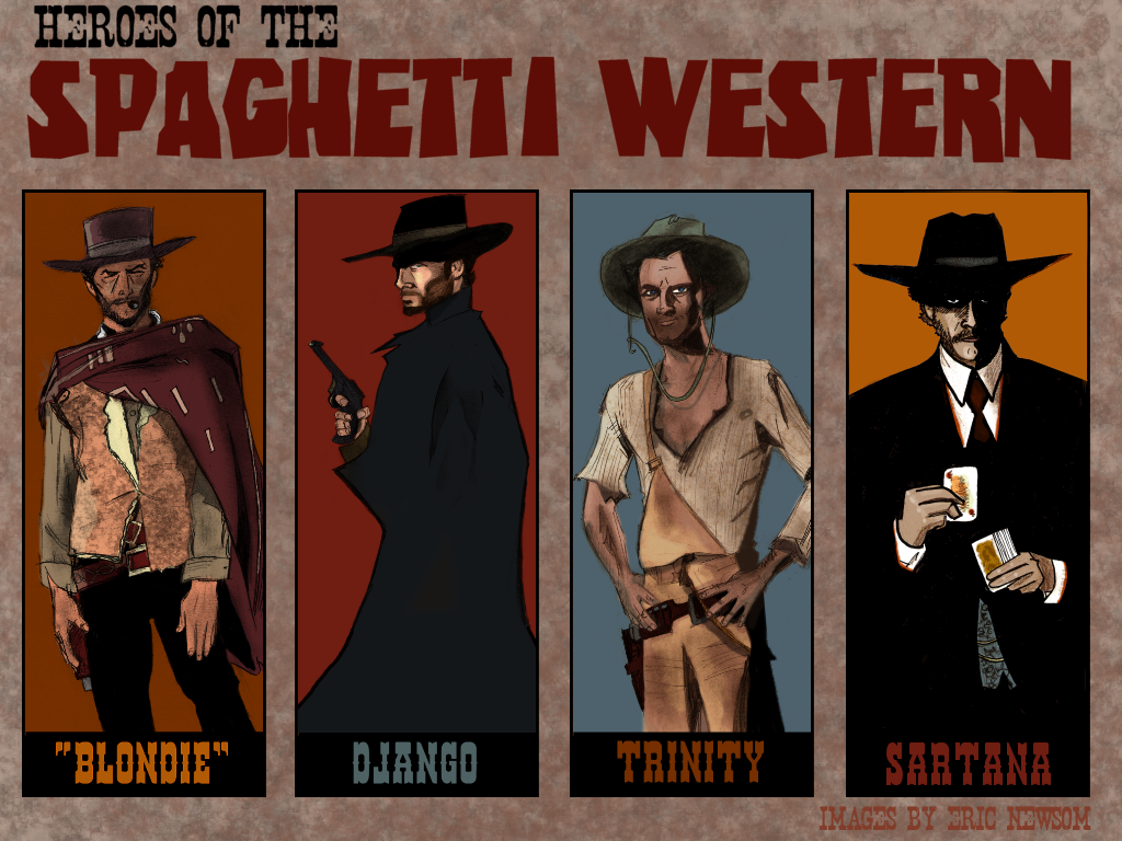 Hand Drawn Spaghetti Western Heroes Wallpaper Saloon Spaghetti Western Database Forum