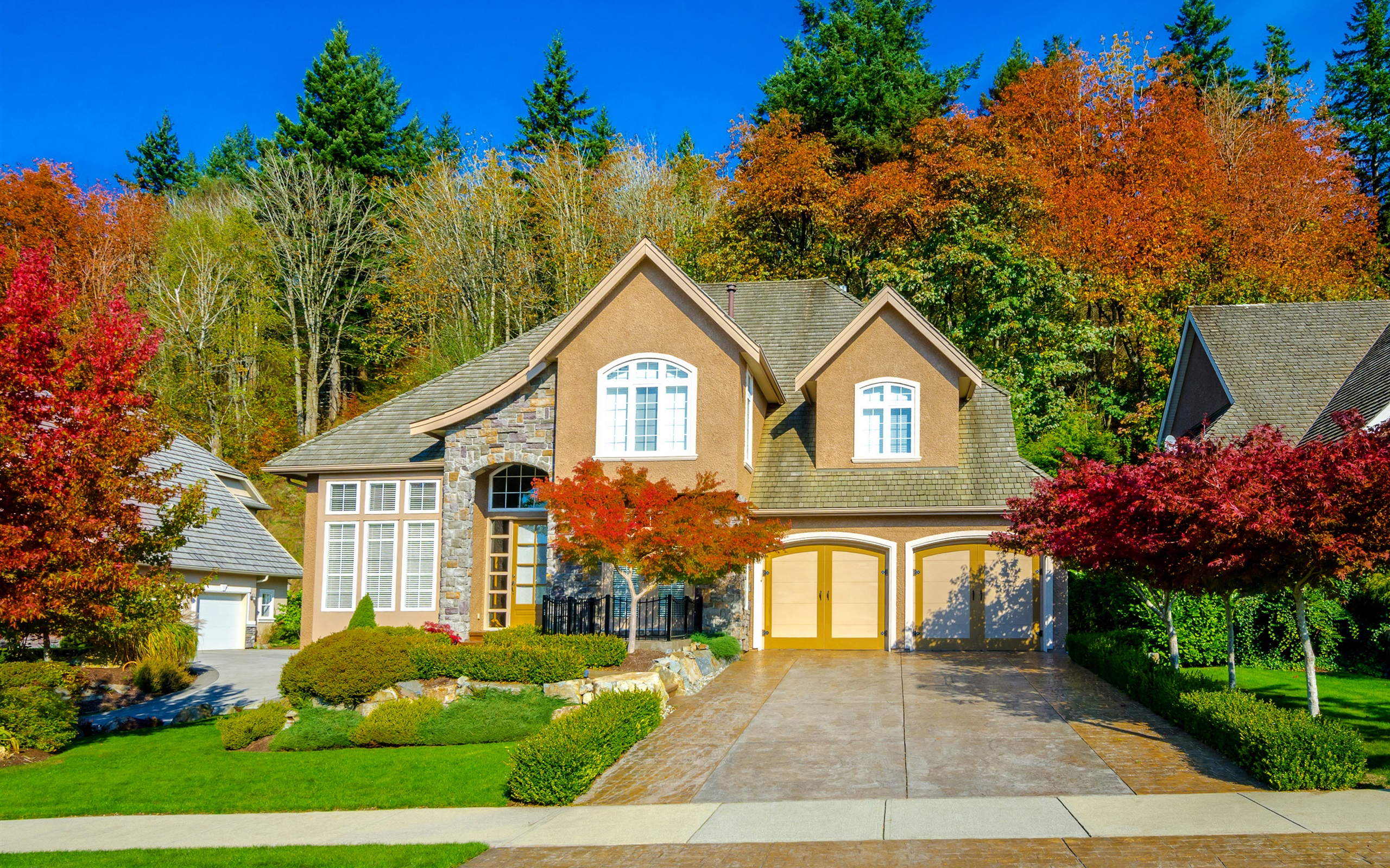 Wallpaper Autumn, house, villa, trees 2880x1800 HD Picture, Image