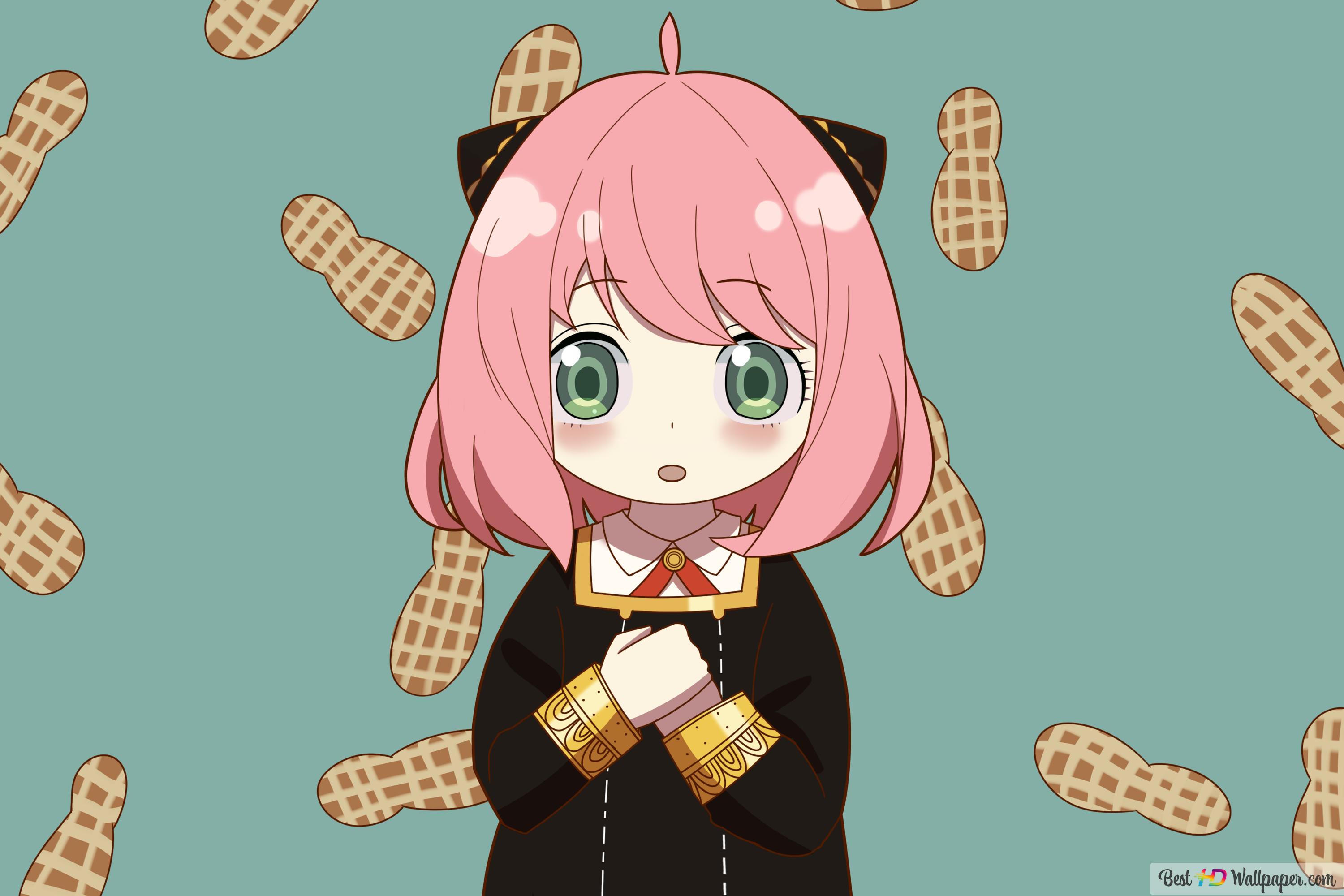 Kawaii Anya with peanuts background 4K wallpaper download