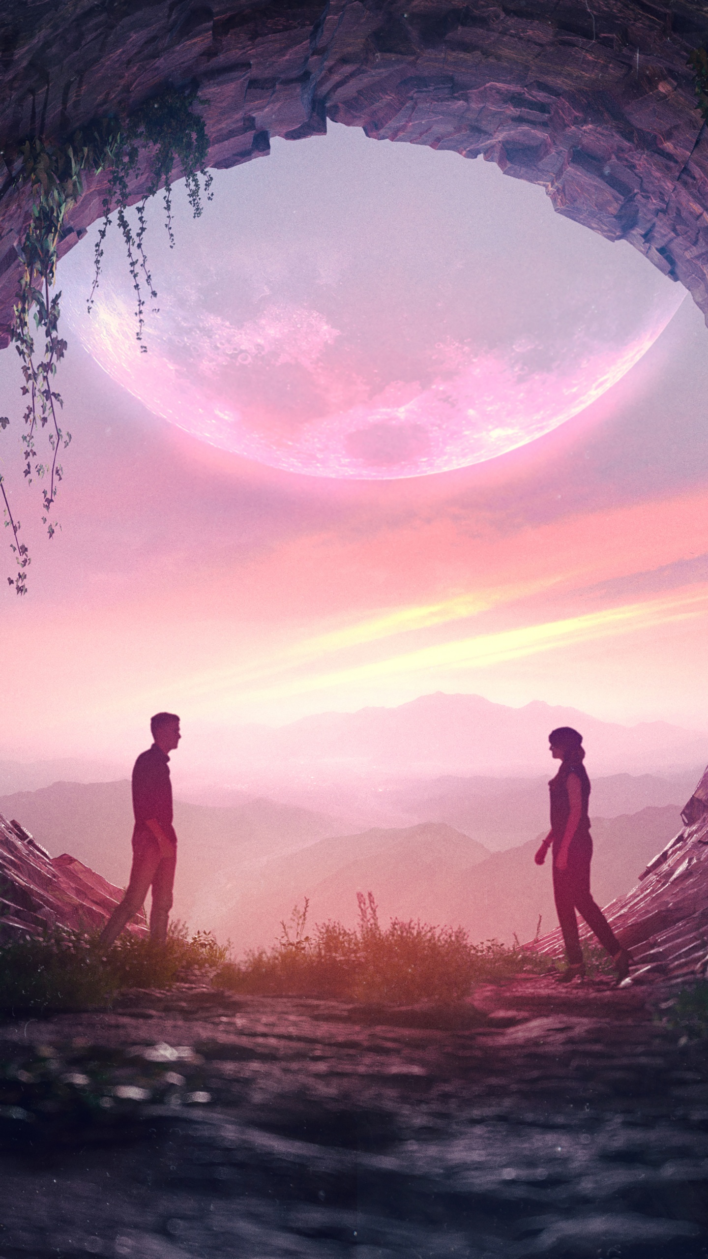 Couple Wallpaper 4K, Aesthetic, Romantic, Lovers, Cave