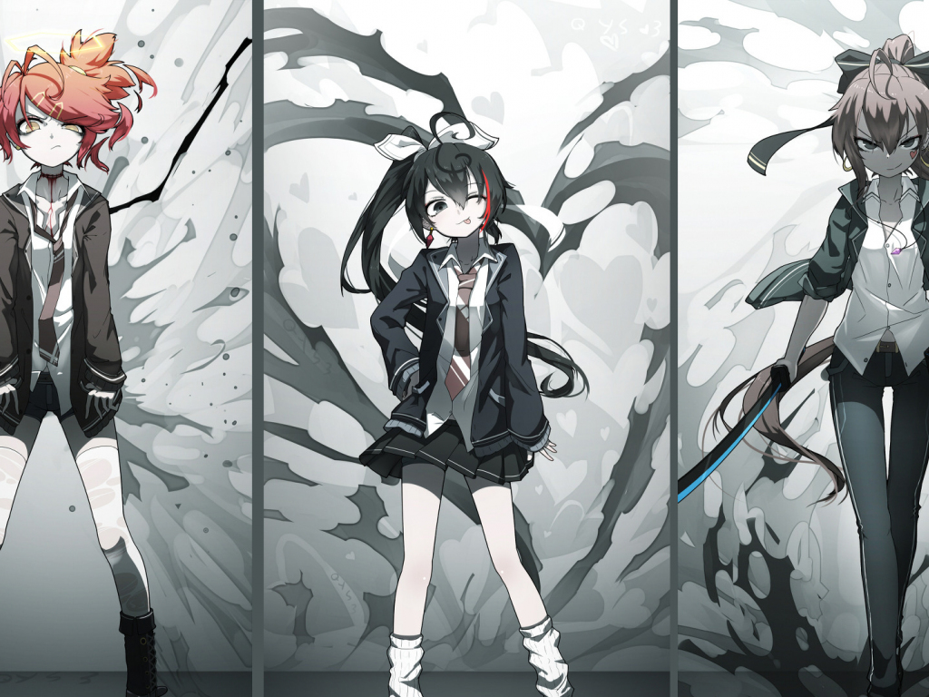 Wallpaper collage, anime girls, school uniform desktop wallpaper, HD image, picture, background, fa5dcb