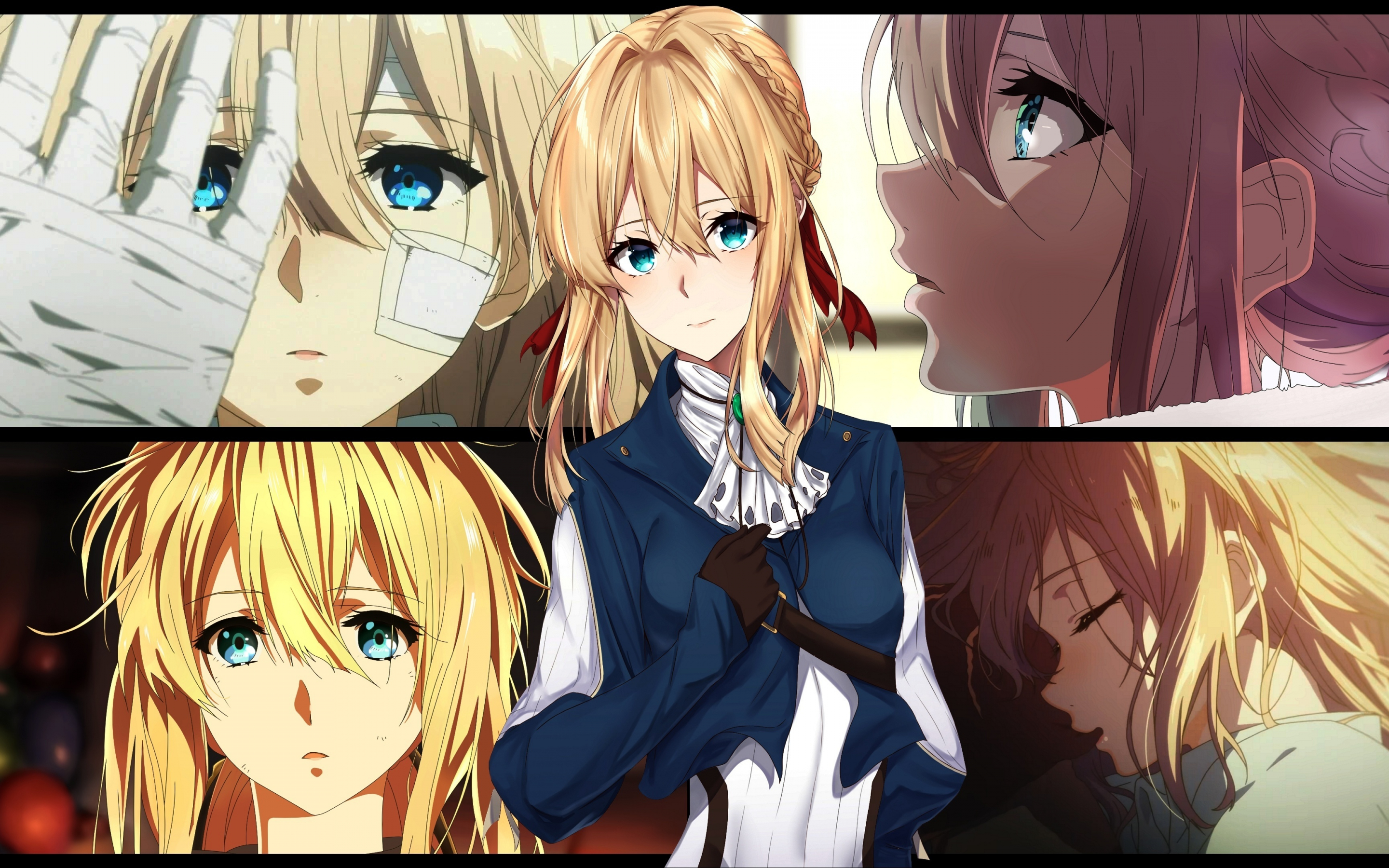 Download wallpaper 2880x1800 collage, anime girl, violet evergarden, mac pro retaia 2880x1800 HD background, 5557
