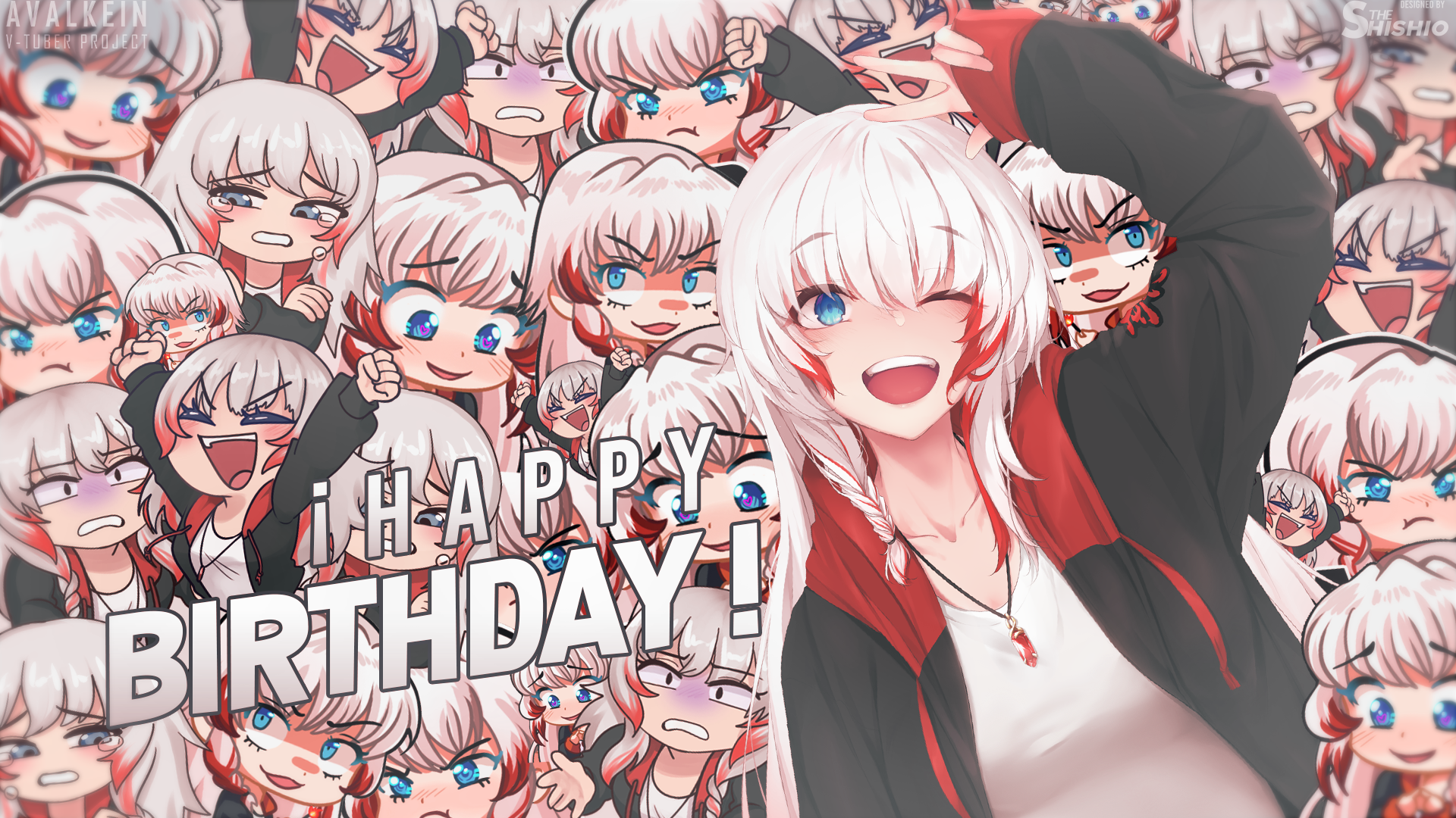 Koemi Akayuki Virtual Youtuber Chibi Anime Girls Collage Wallpaper:1920x1080