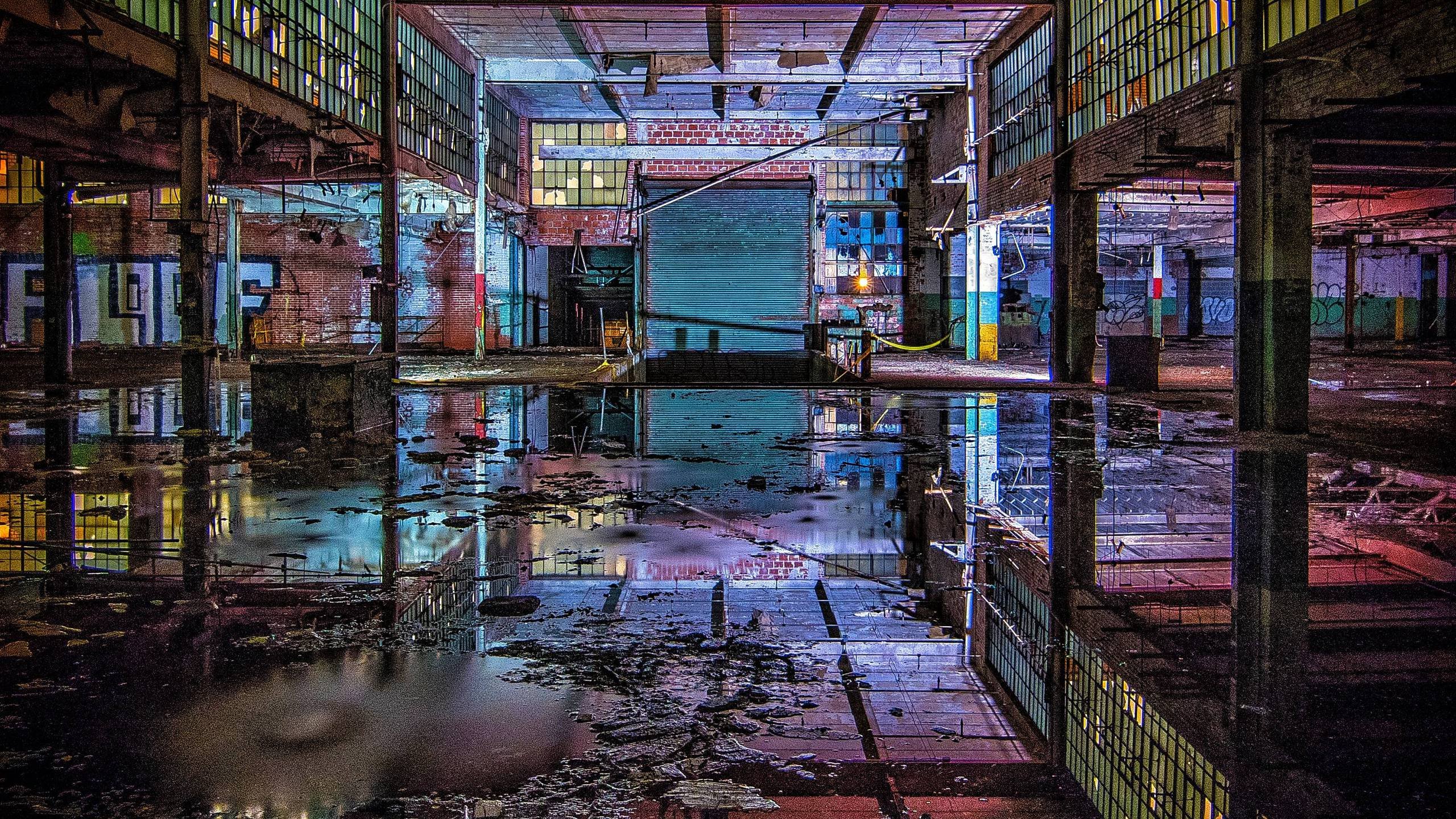 Long Expose Inside an Abandoned Building During a Rain Storm HD wallpaper