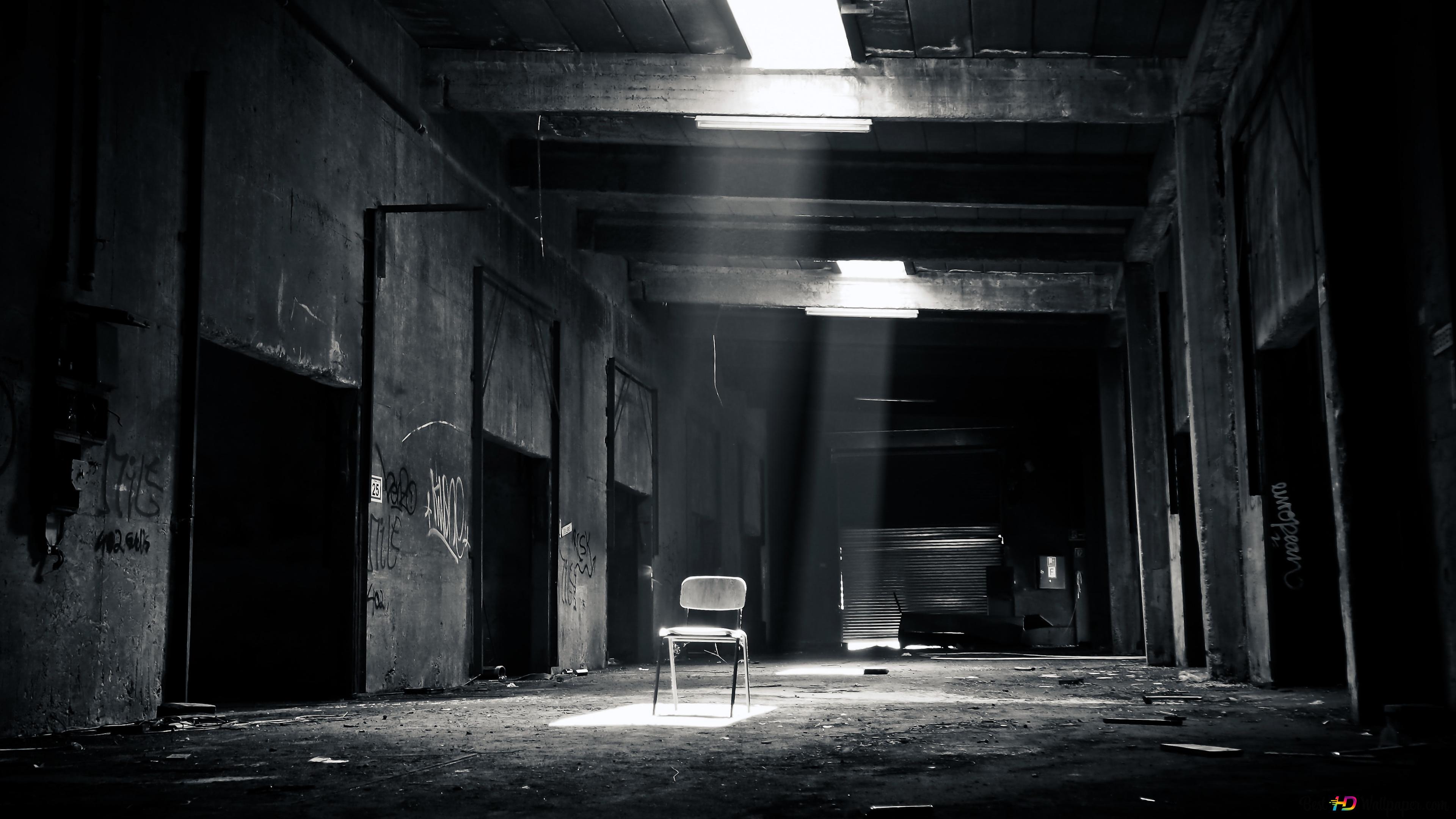 Inside abandoned building with light 4K wallpaper download