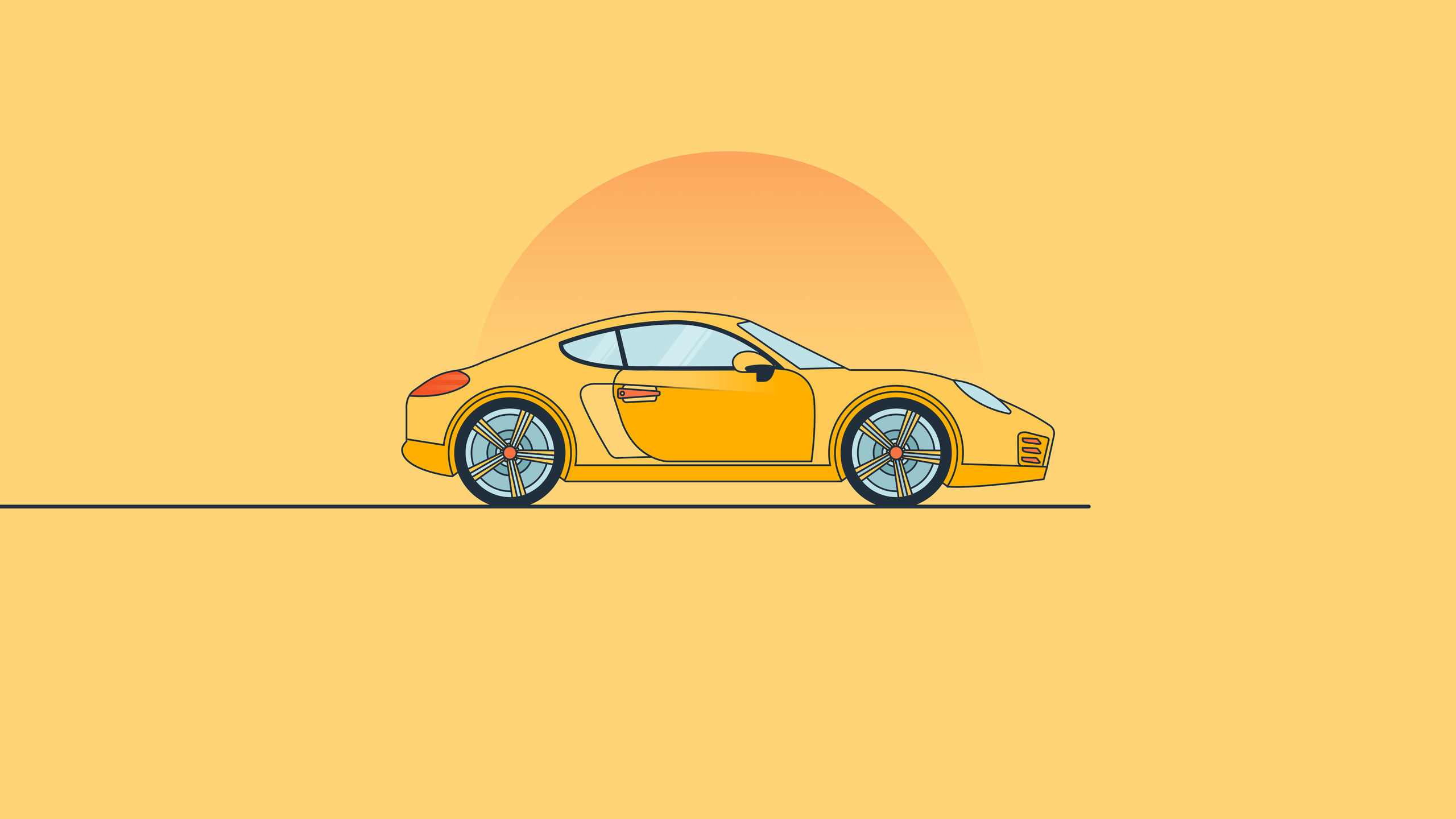 Porsche Minimal Yellow 8k 1440P Resolution HD 4k Wallpaper, Image, Background, Photo and Picture