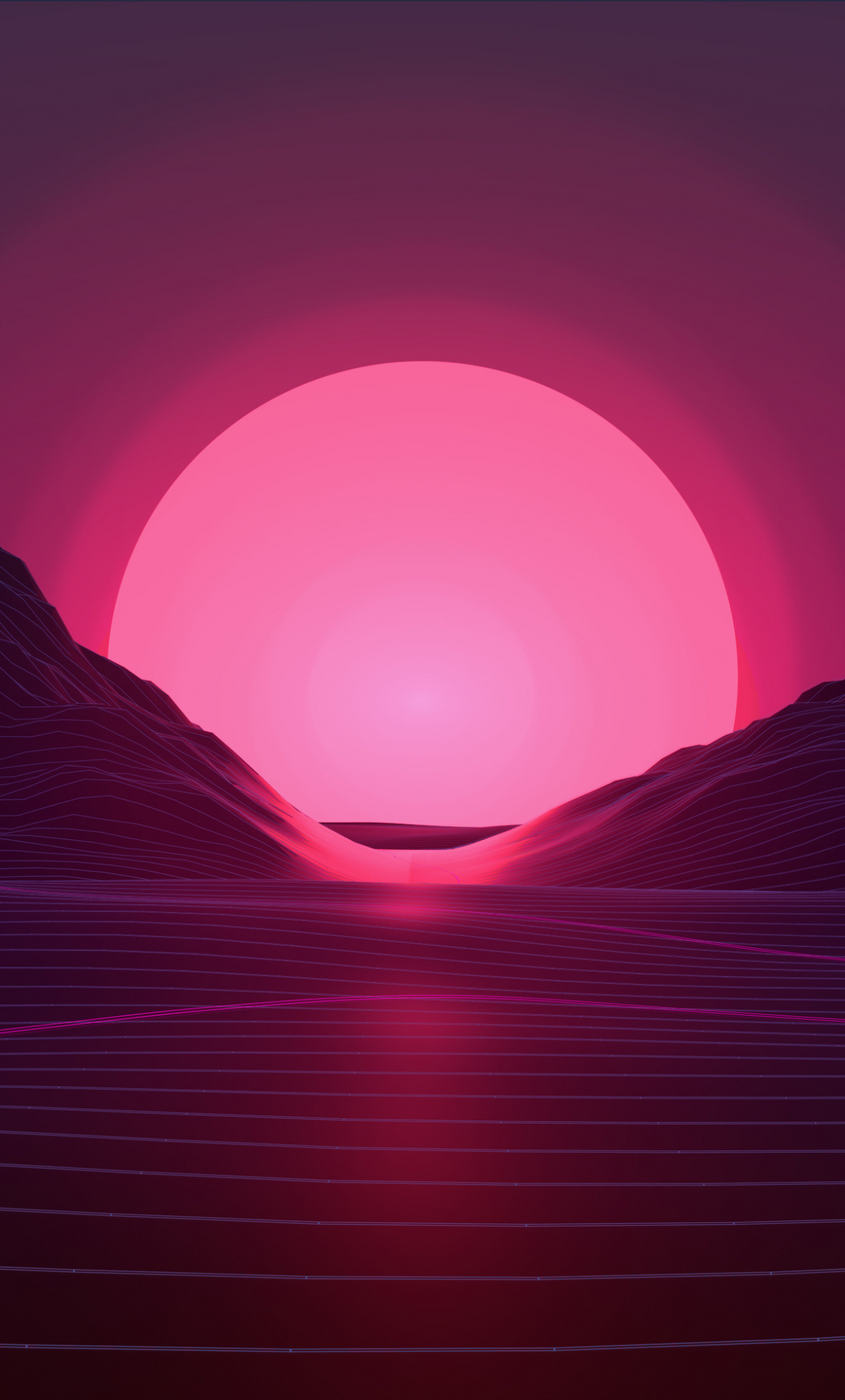 wallpaper 1280x2120 sunset, mountains