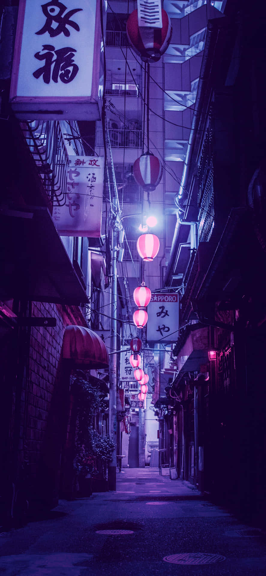 Download Neon Purple Tokyo Alley Phone Background