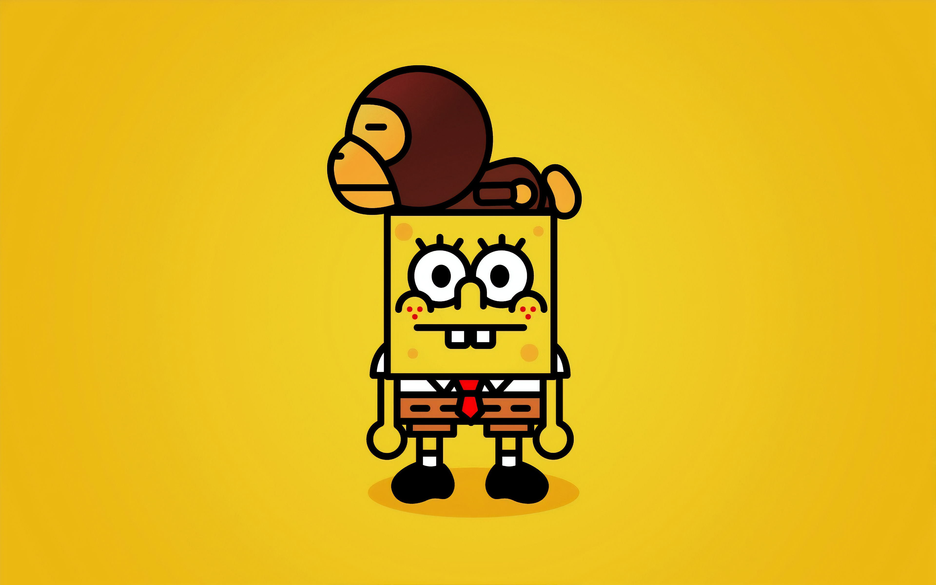 spongebob, cartoons, spongebob squarepants, hd, 4k, yellow, minimalist, minimalism