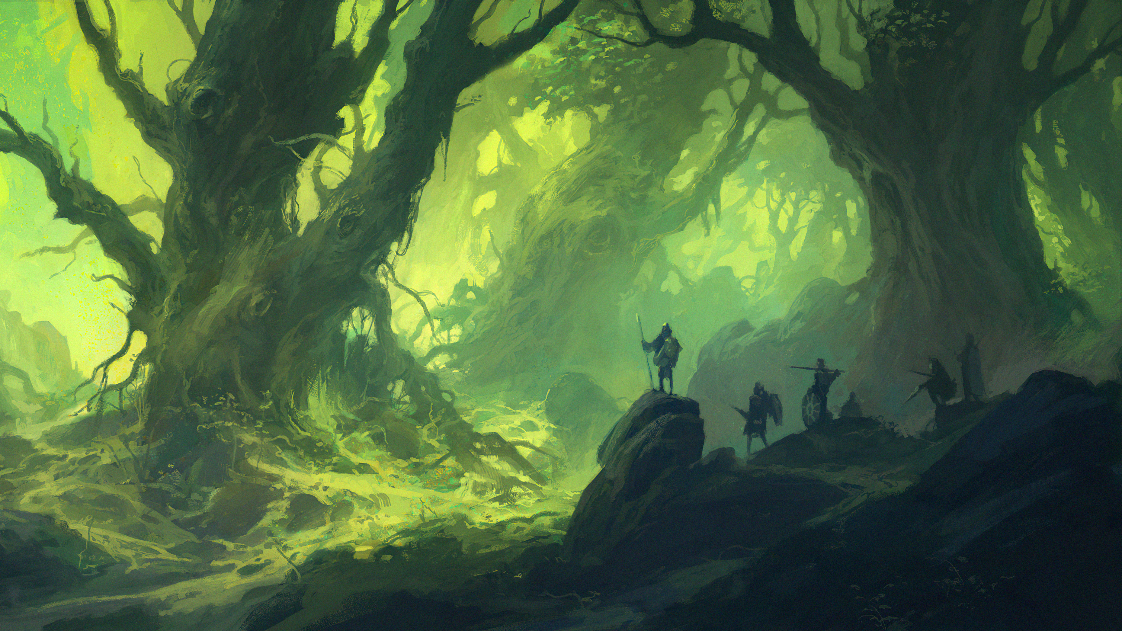 Hunters In Green Forest 4k Wallpaper, HD Artist Wallpaper, 4k Wallpaper Image, Background, Photos and Picture