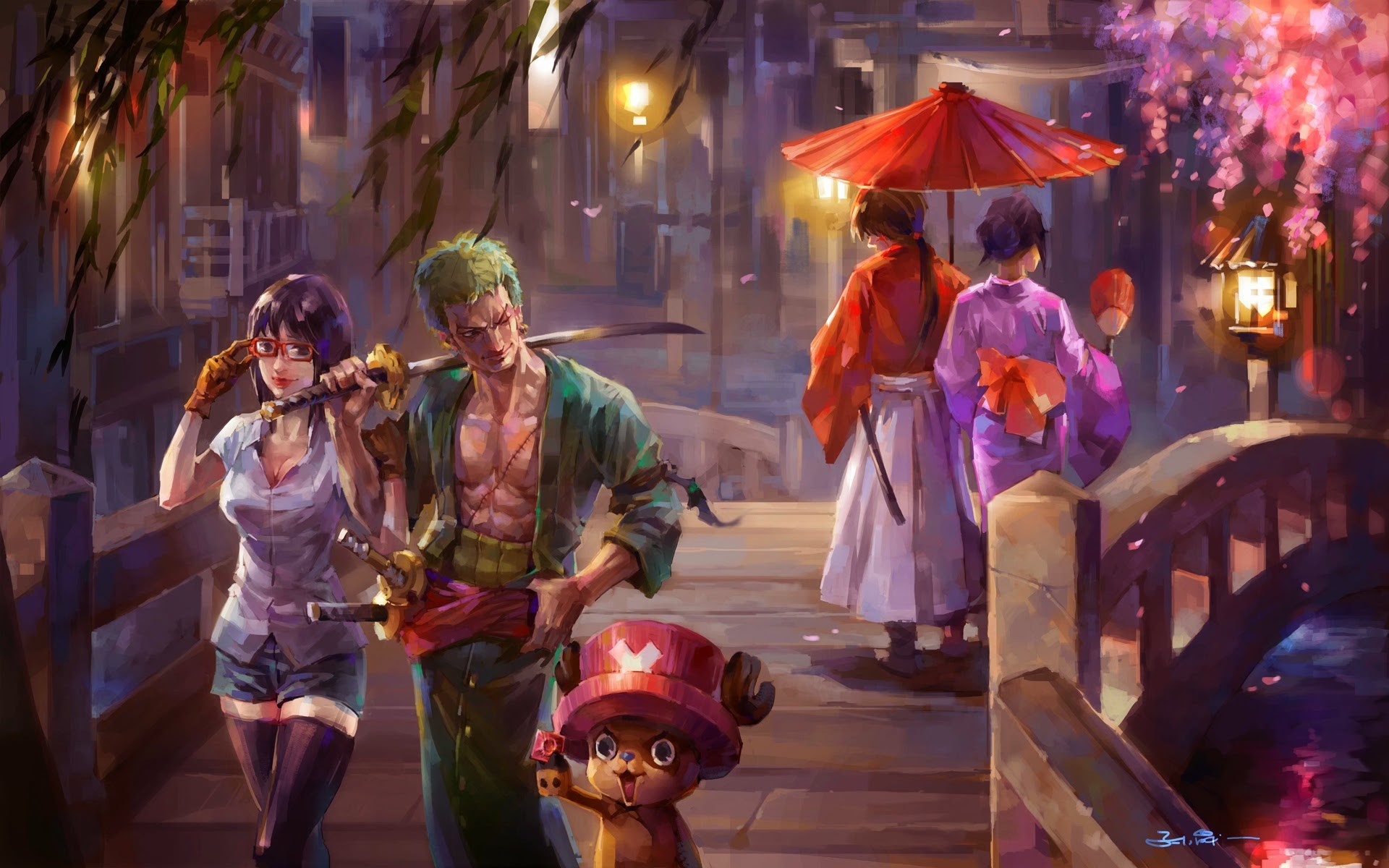 Nico robin roronoa zoro chopper one piece anime HD wallpaper