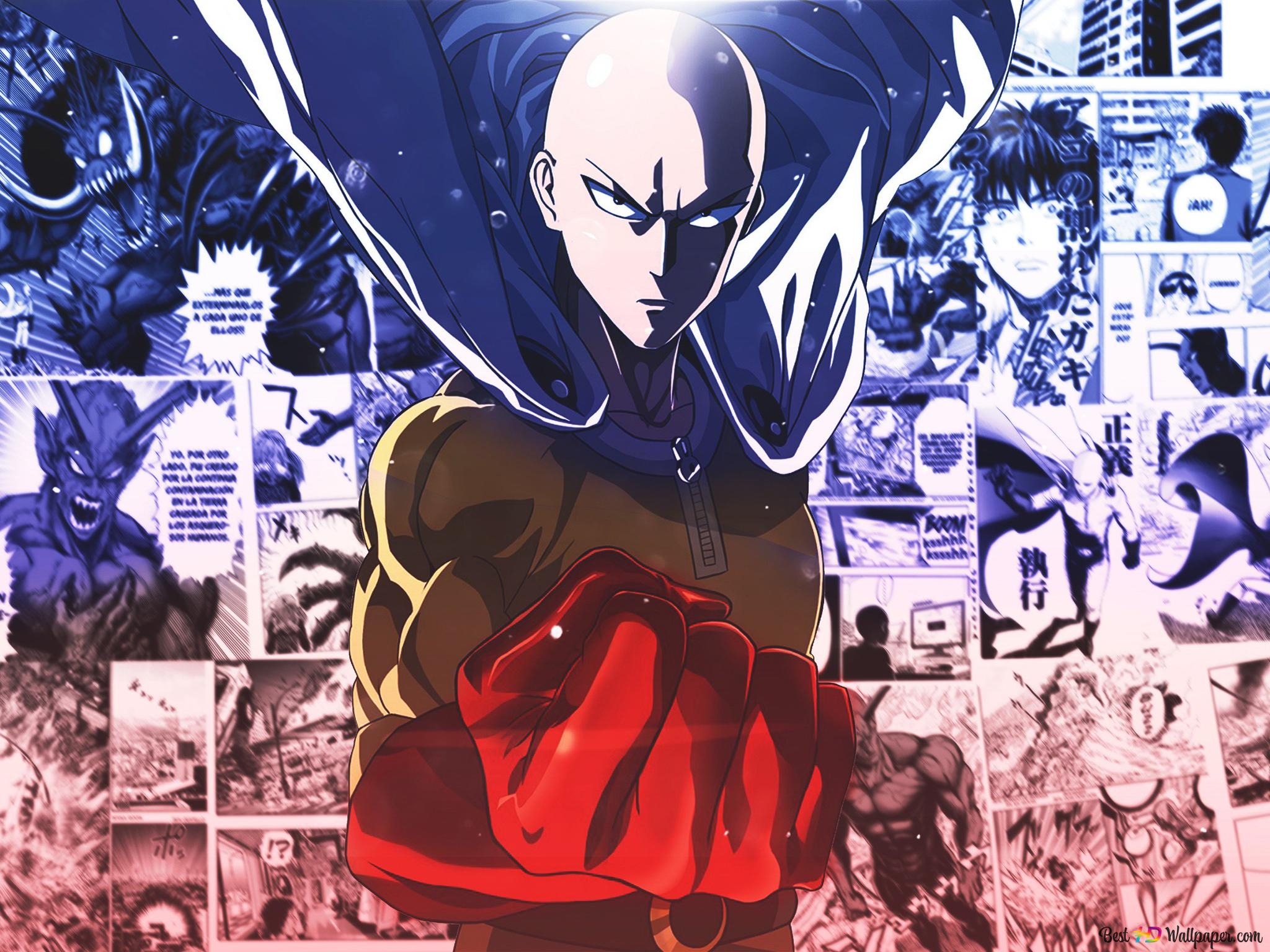 Saitama ready for fight punch man 4K wallpaper download