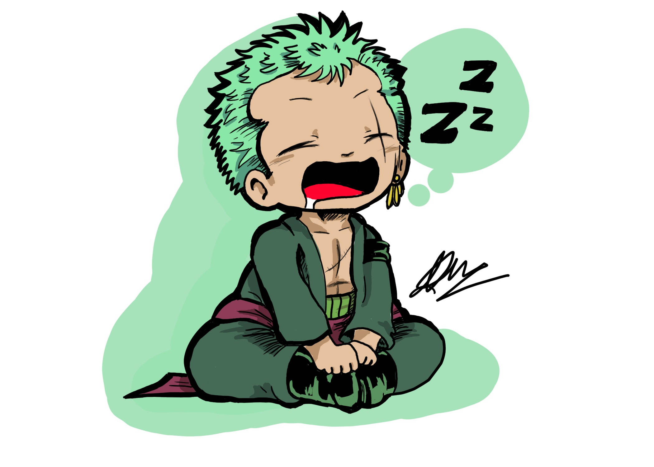 Download Chibi Sleepy Roronoa Zoro PFP Wallpaper