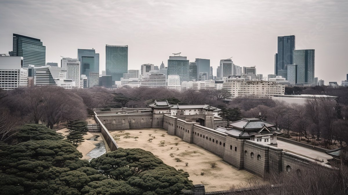 Tokyo City Wall From Tokyo University Background, Buildings Of Otemachi Seen From The Imperial Palace, HD Photography Photo, Building Background Image And Wallpaper for Free Download