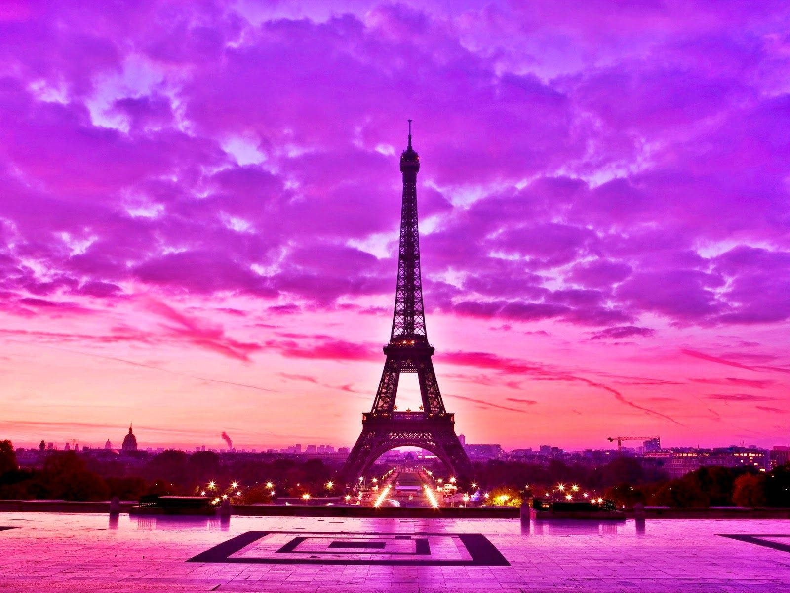 Download Silhouette Pink Paris Photo Wallpaper