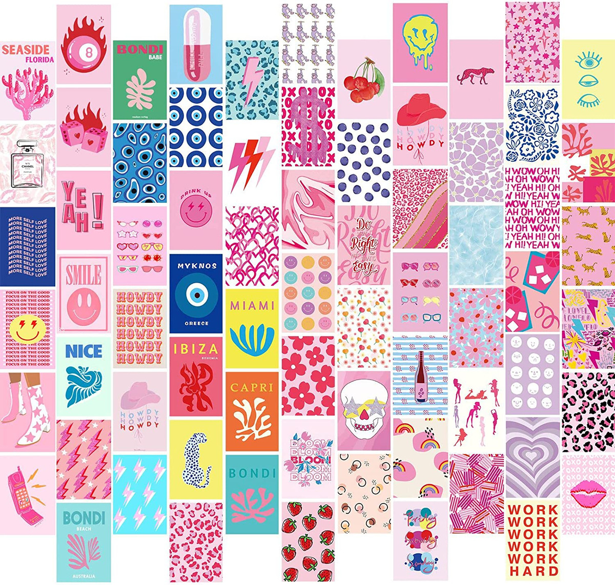 Preppy Room Decor, 70Pcs Preppy Wall Collage Kit Aesthetic Picture, Cute Preppy