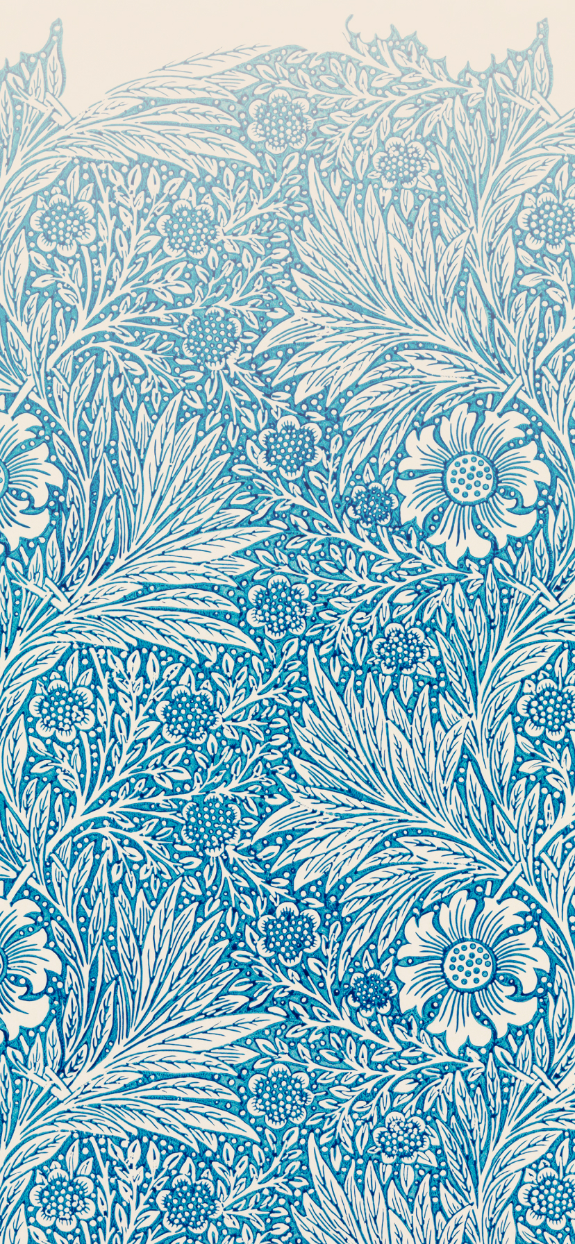Blue Marigold by William Morris Vintage Floral Wallpaper