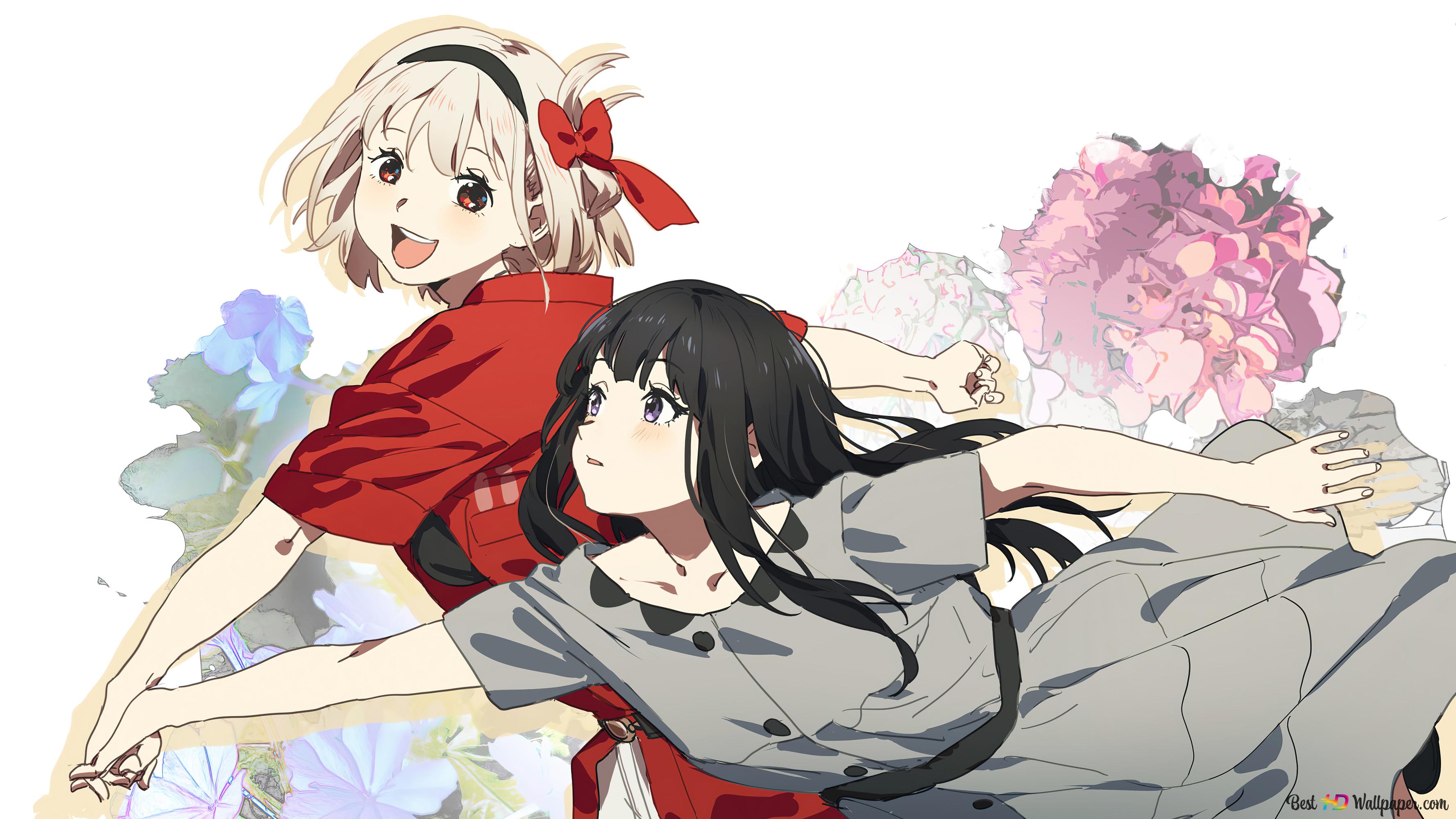 Lycoris Recoil anime. Chisato Nishikigi and Takina Inoue 4K wallpaper download