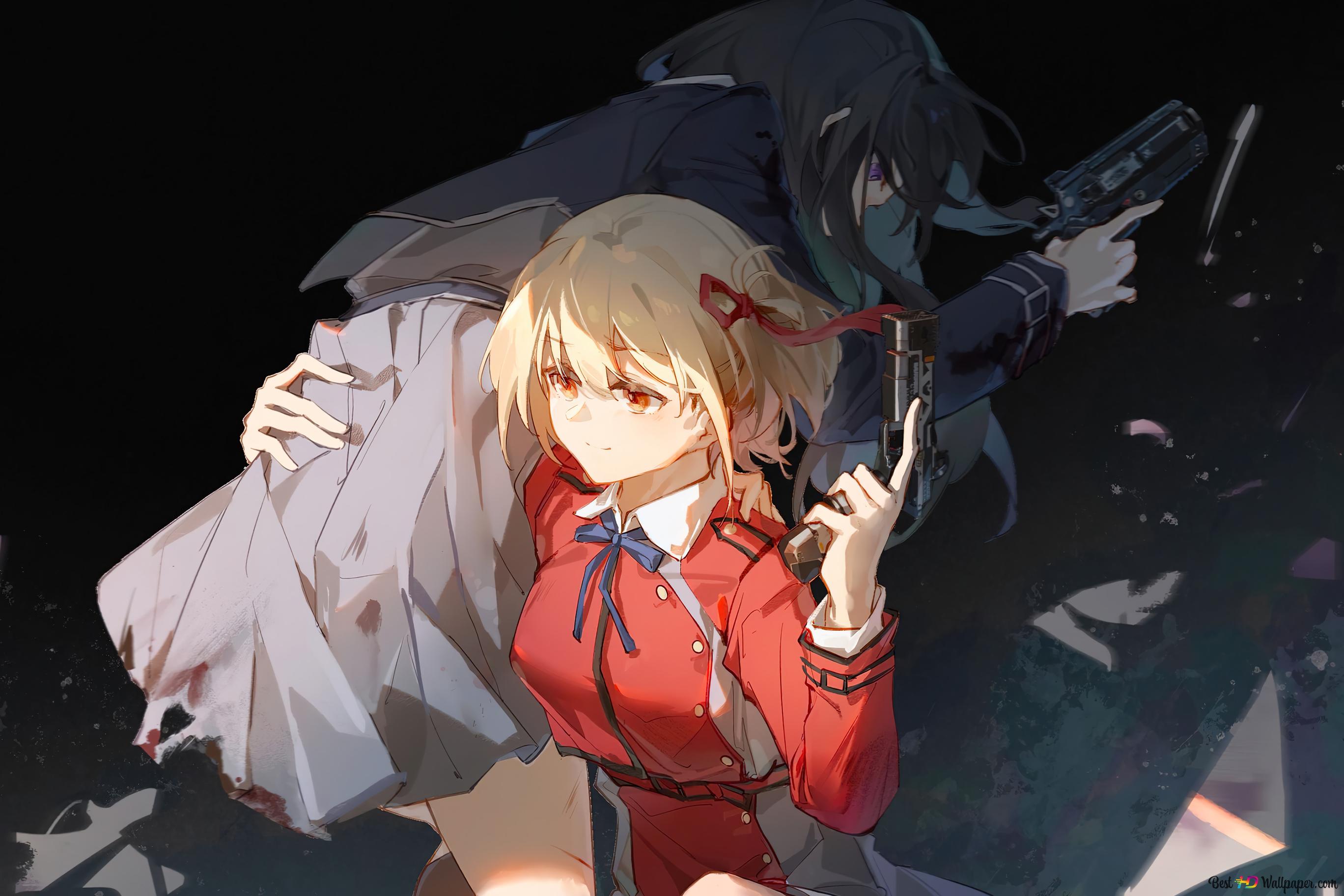 Lycoris Recoil anime, Chisato Nishikigi & Takina Inoue 4K wallpaper download