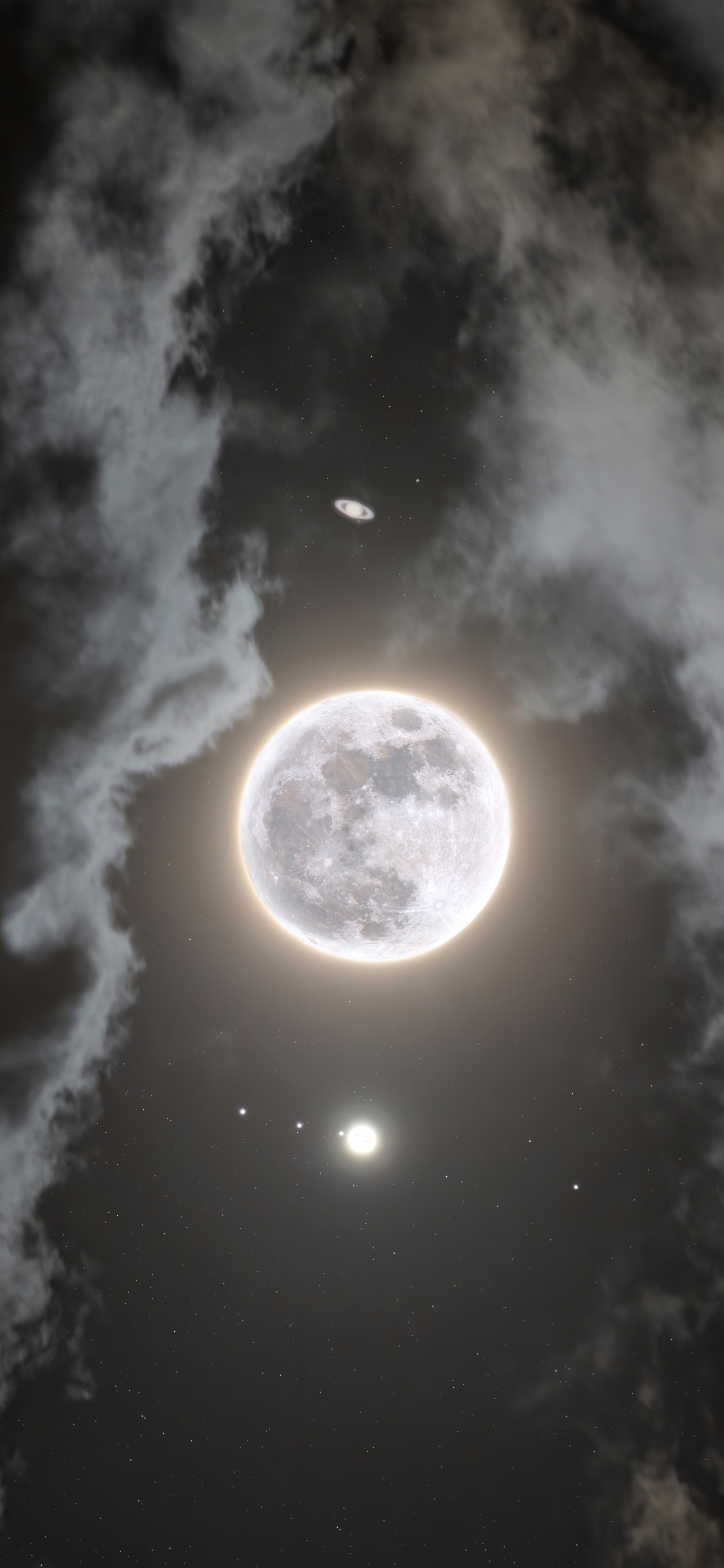 Moon Wallpaper 4K, Jupiter, Saturn, Composition