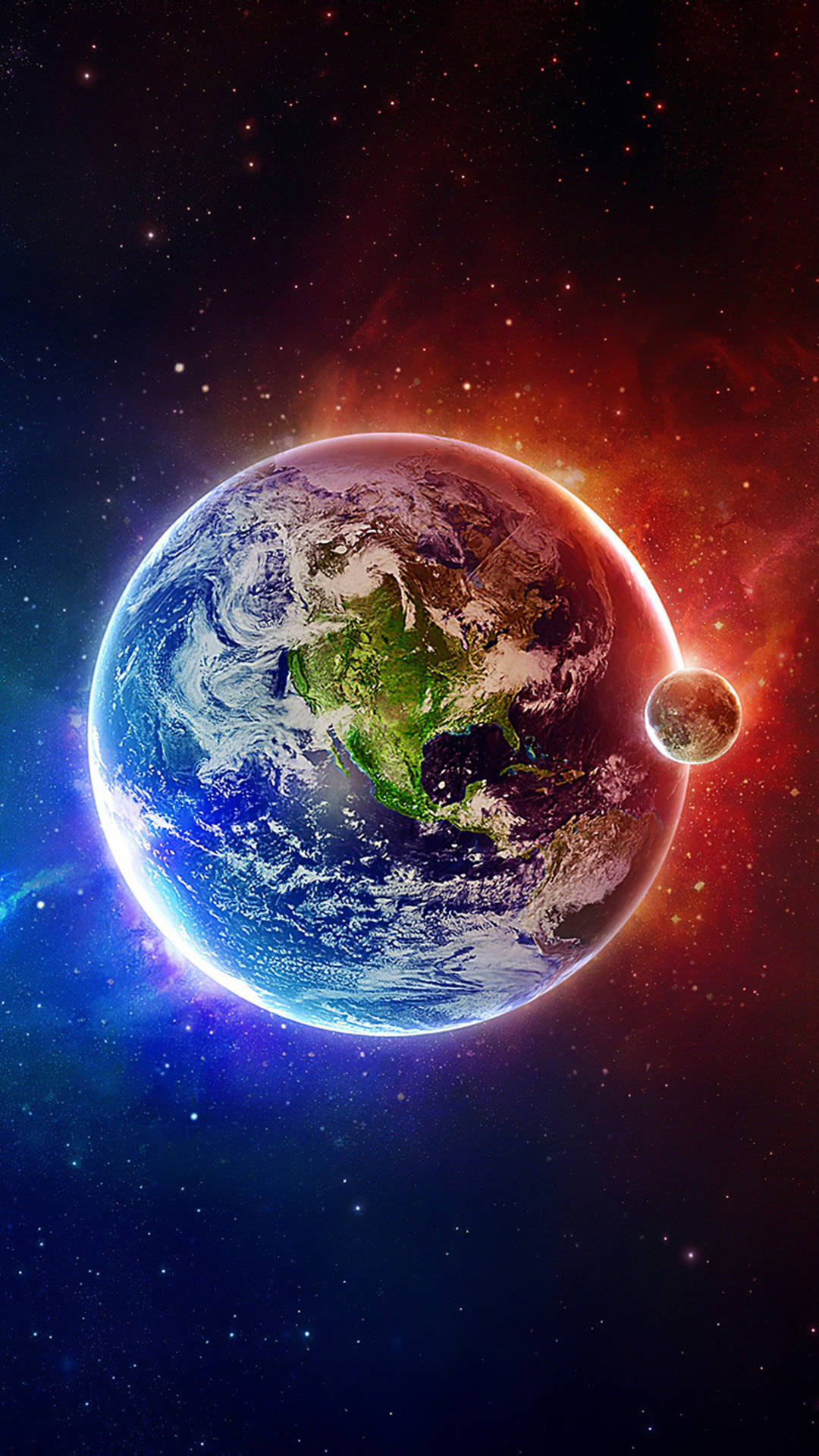 Download Earth And The Moon 4k Ultra iPhone Wallpaper