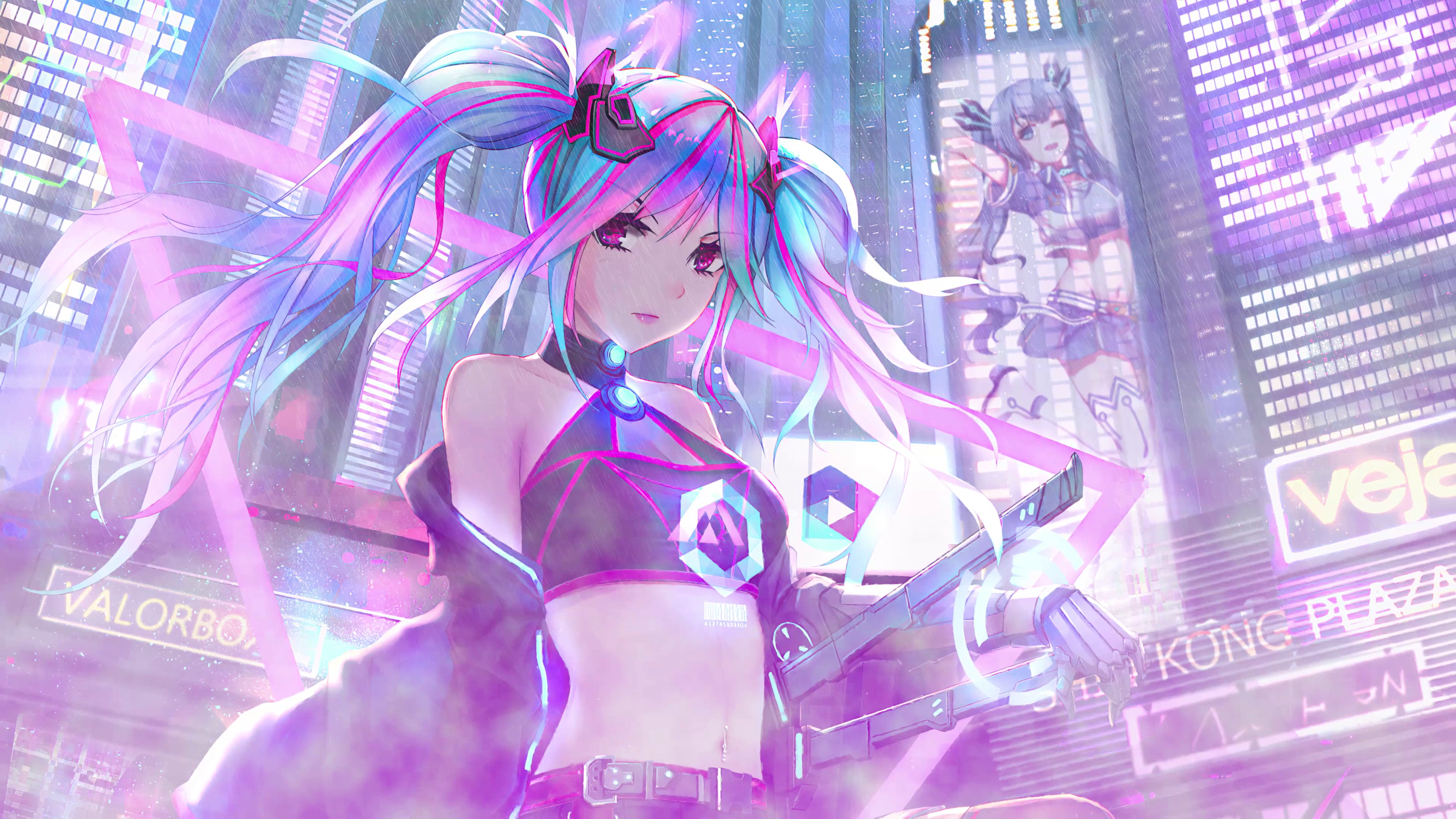 Purple anime neon Live Wallpaper