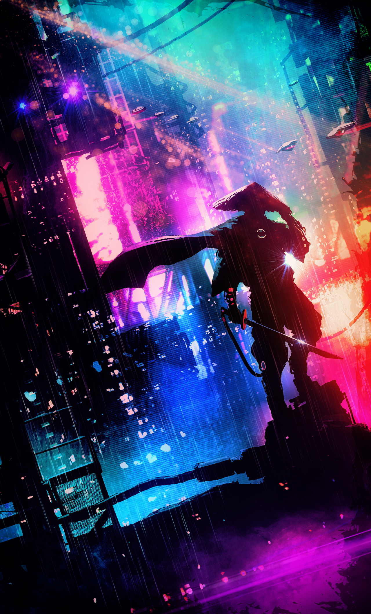 Samurai In Neon City iPhone