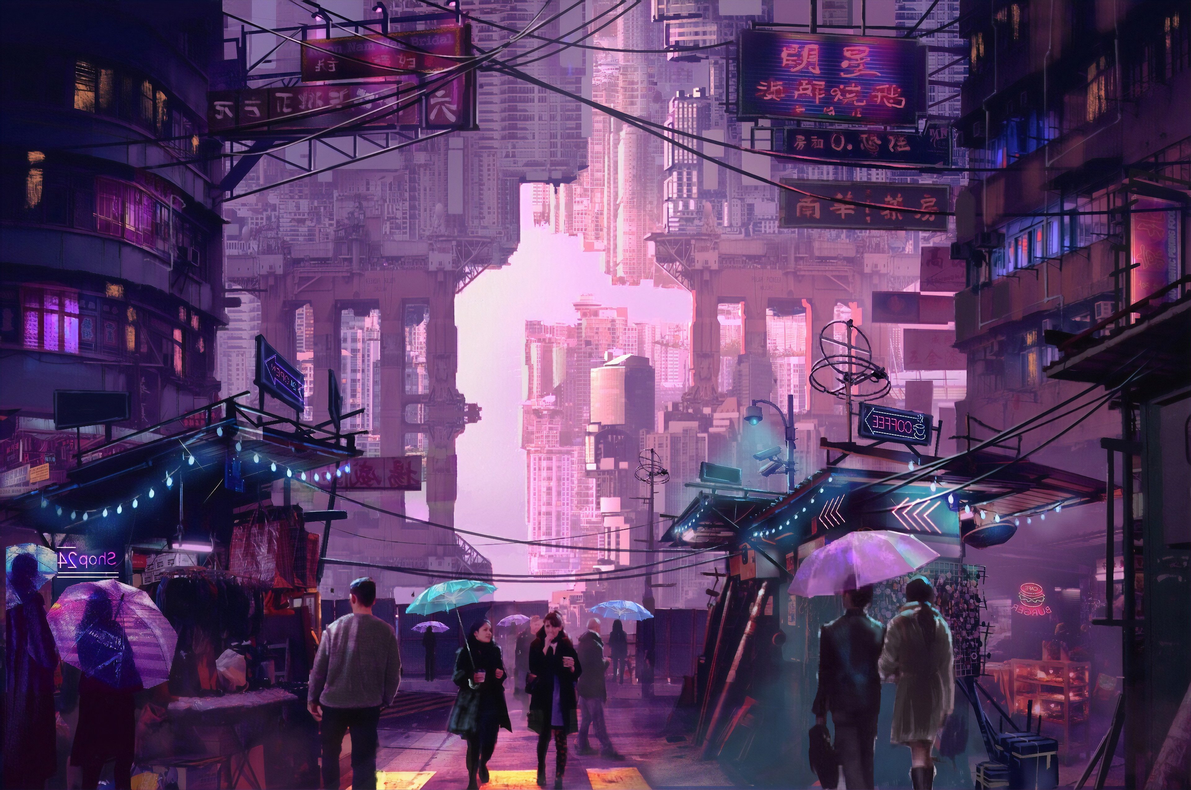 neon, city, artist, artwork, digital art, hd, 4k, artstation