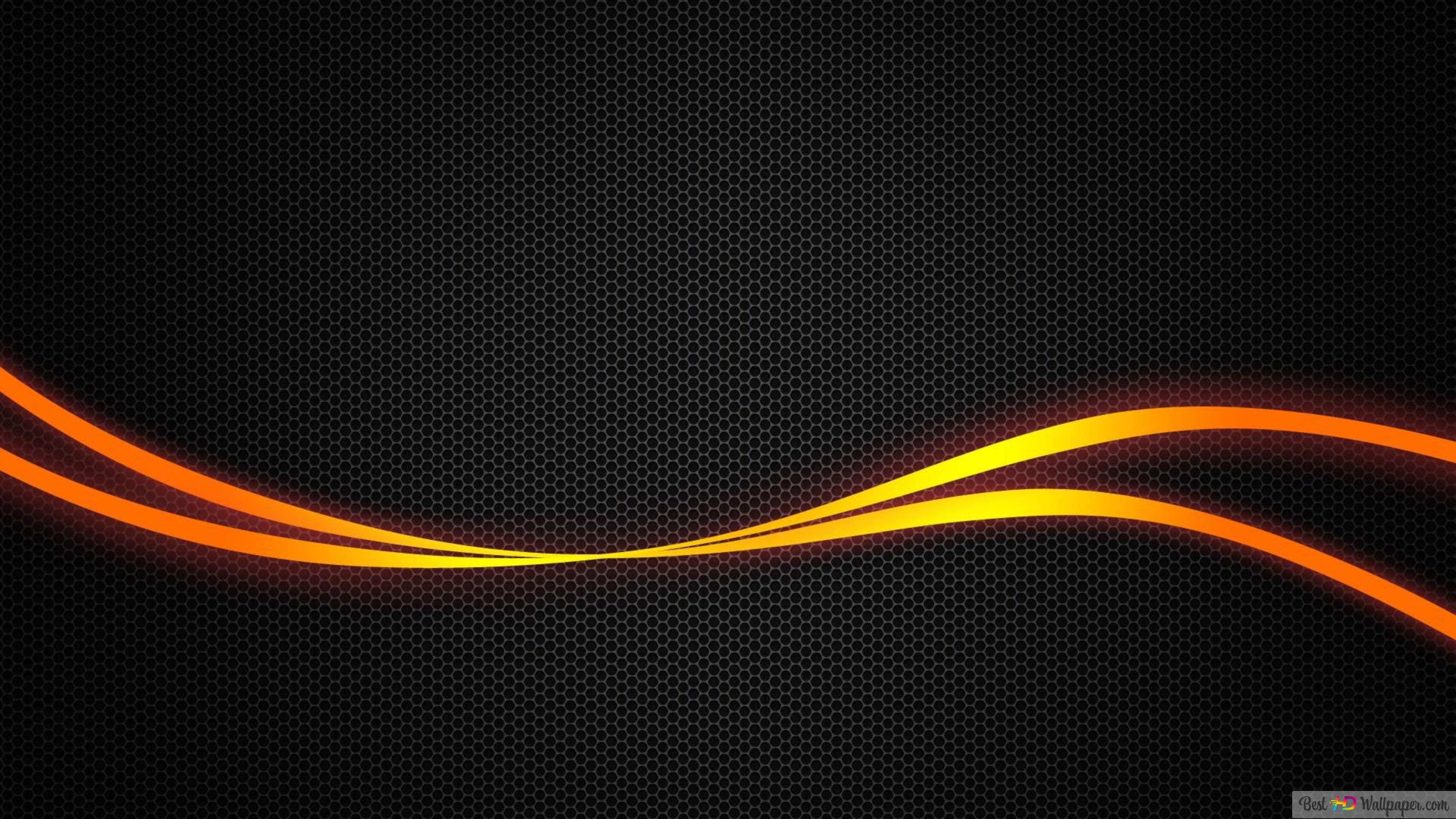 Orange waves on hexagon pattern 4K wallpaper download