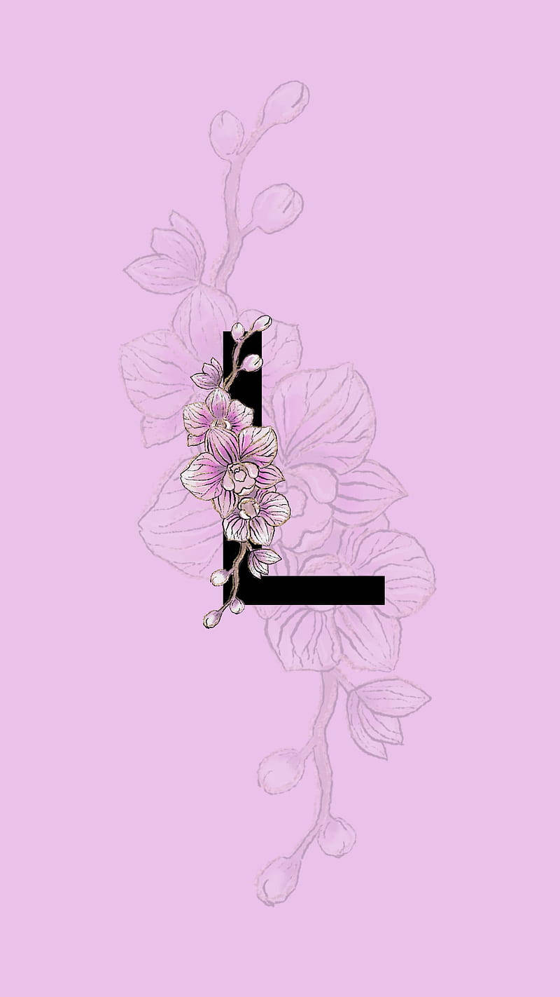 Download Letter L With Flower On Pink Wallpaper
