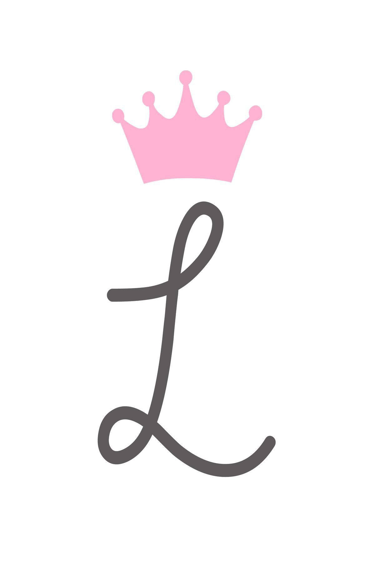 Download Cursive Letter L Pink Crown Wallpaper