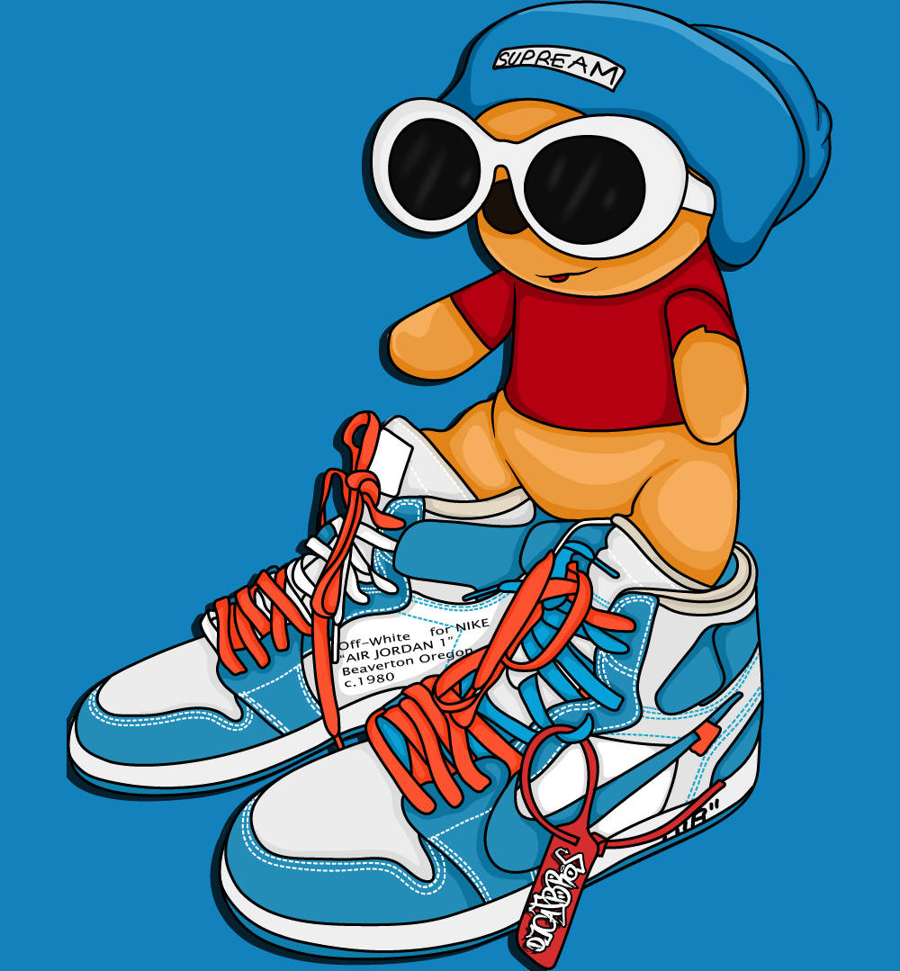 Download Cartoon Jordan Shoes Unc Winnie The Pooh Wallpaper