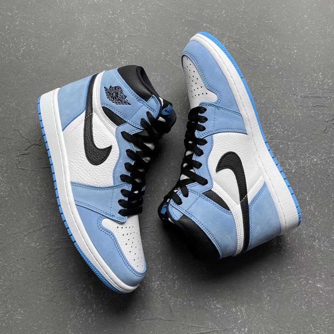 Nice Kicks photo of the “University Blue” Air Jordan 1 High OG are here, set for February release