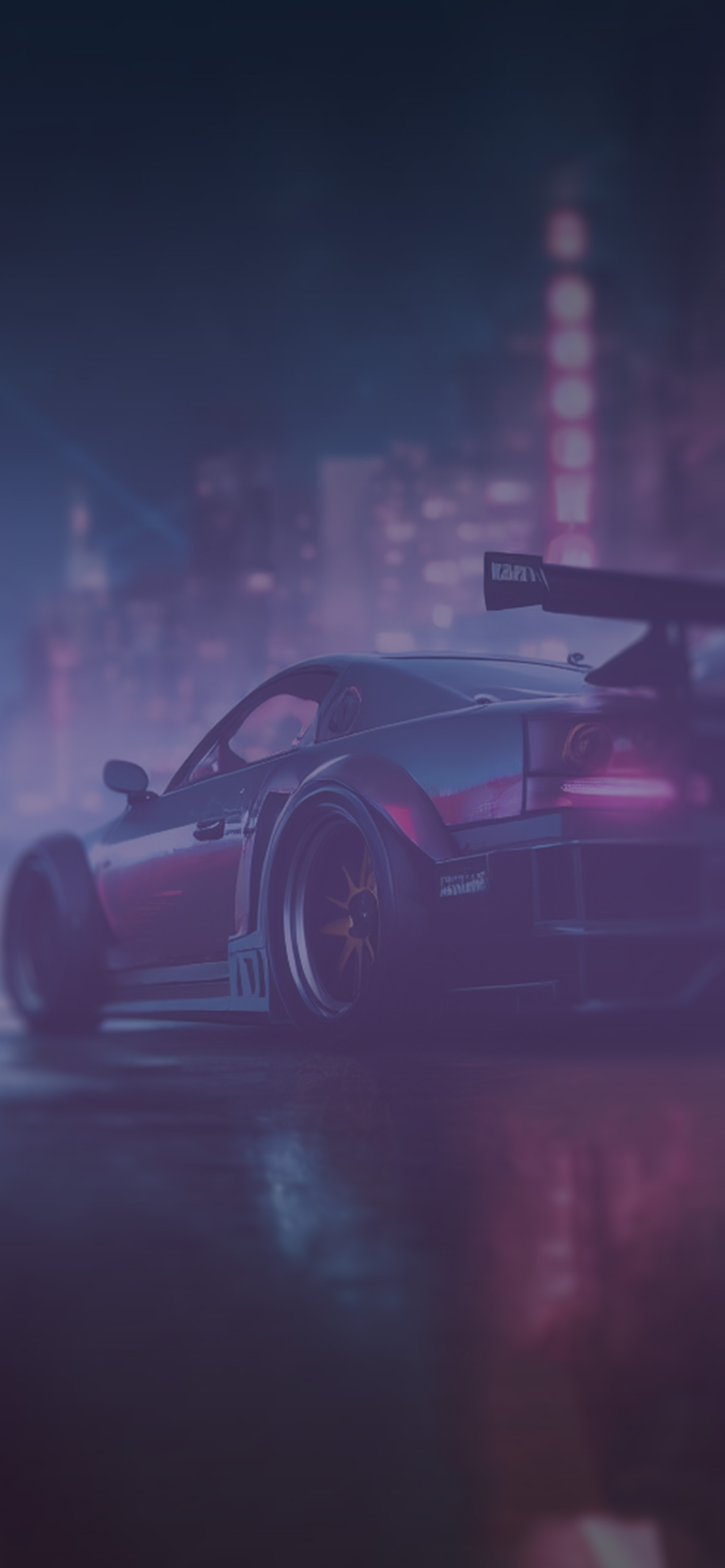 Race Car in Night City Wallpaper Wallpaper for iPhone