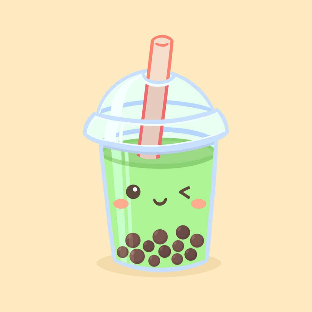Download Adorable Winking Green Boba Wallpaper