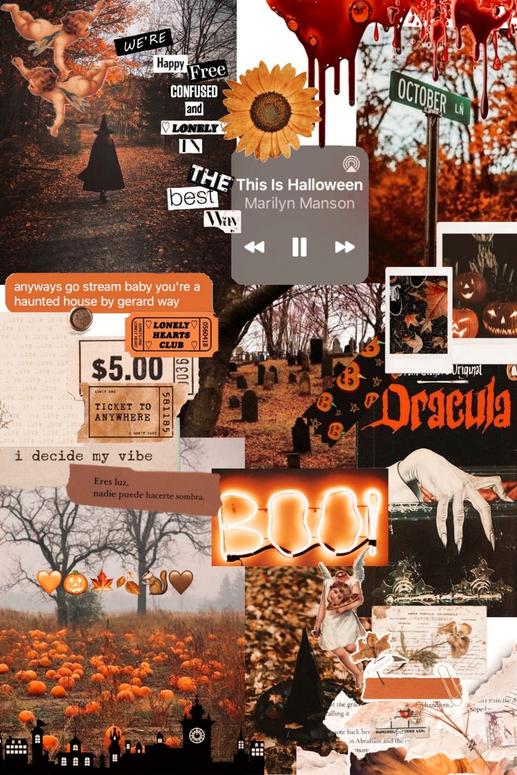 Autumn Collage Aesthetic Wallpaper, This is Halloween I Take You. Wedding Readings. Wedding Ideas