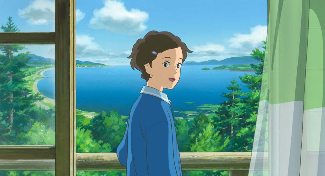 Download When Marnie Was There and Anna embracing by the marsh Wallpaper
