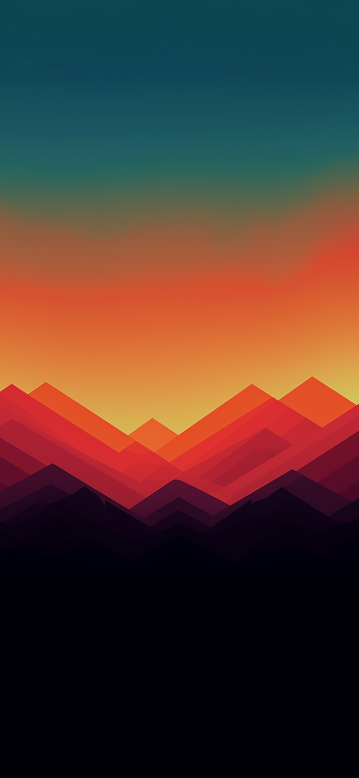 Orange Mountains Minimalist Wallpaper