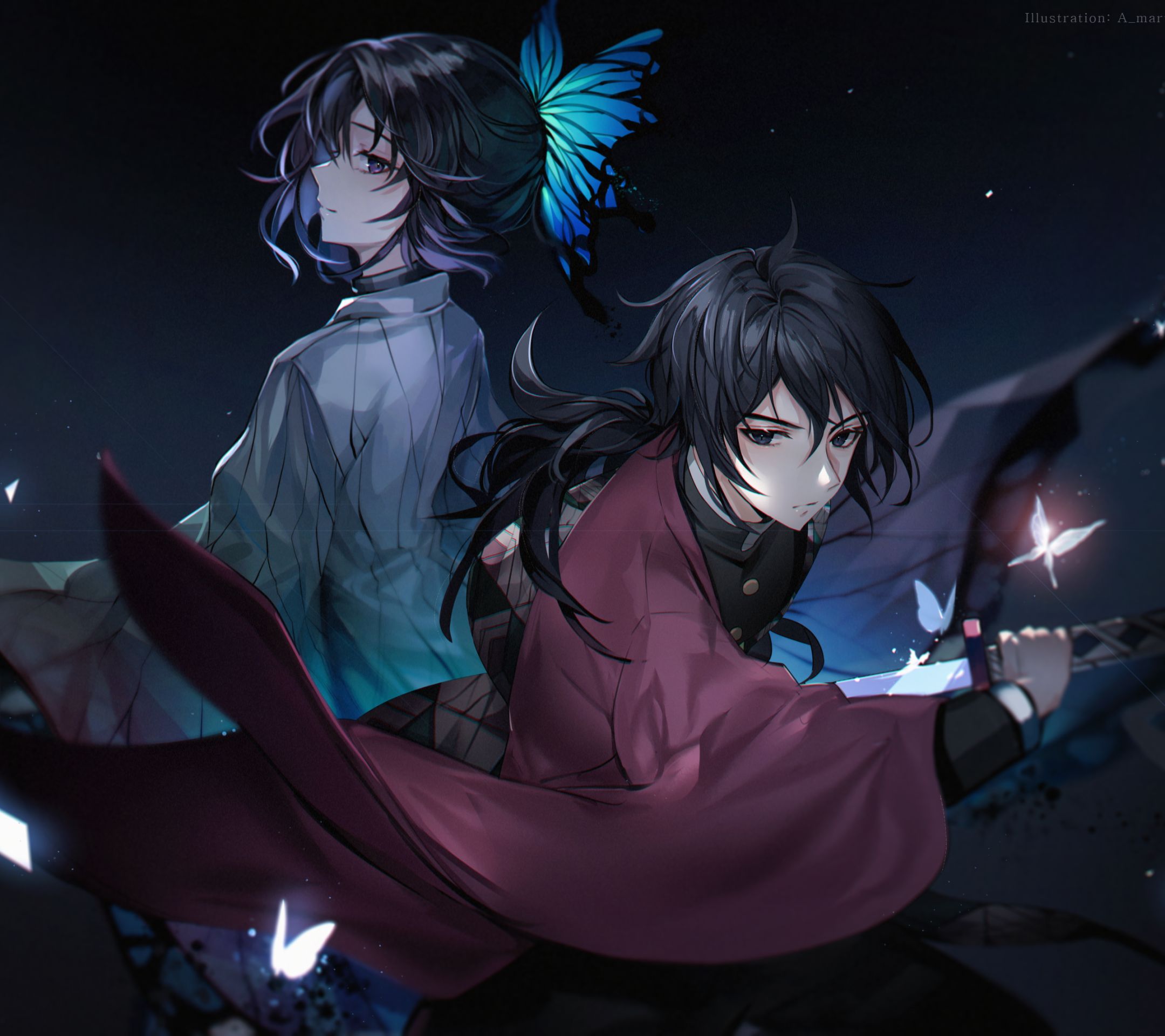 HD desktop wallpaper: Anime, Demon Slayer: Kimetsu No Yaiba, Giyuu Tomioka, Shinobu Kochou download free picture