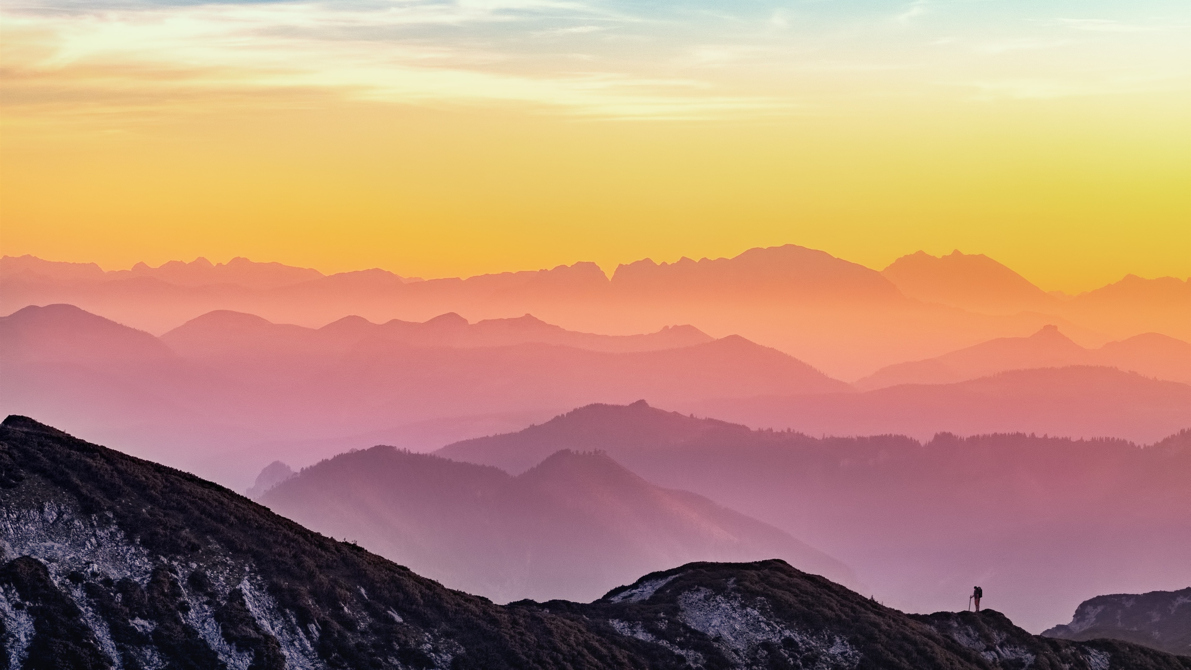 Wallpaper Austria, mountains, sunrise, clouds, dawn 3840x2160 UHD 4K Picture, Image