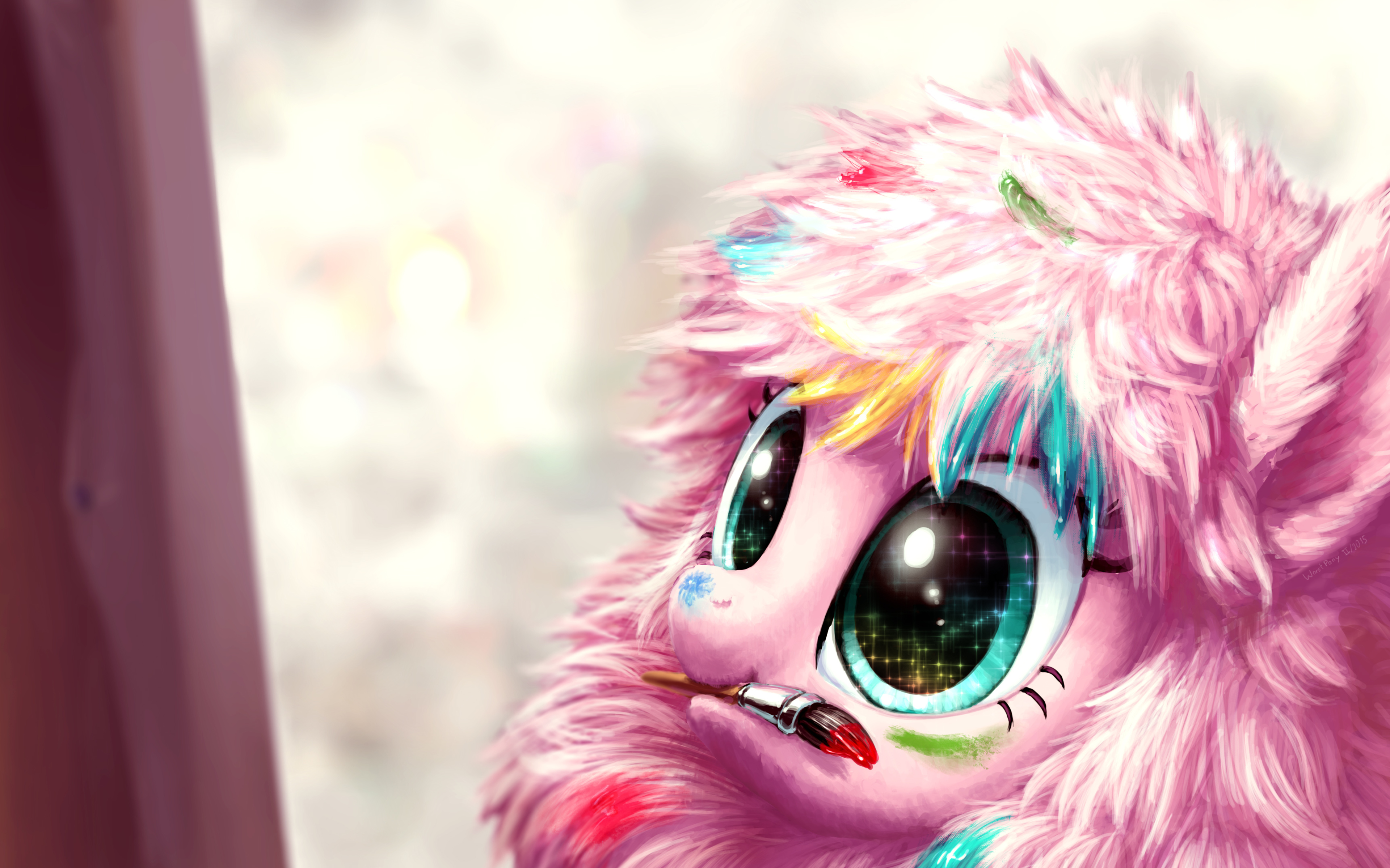 Fluffle puff from My little Pony painting Wallpaper 4k Ultra HD