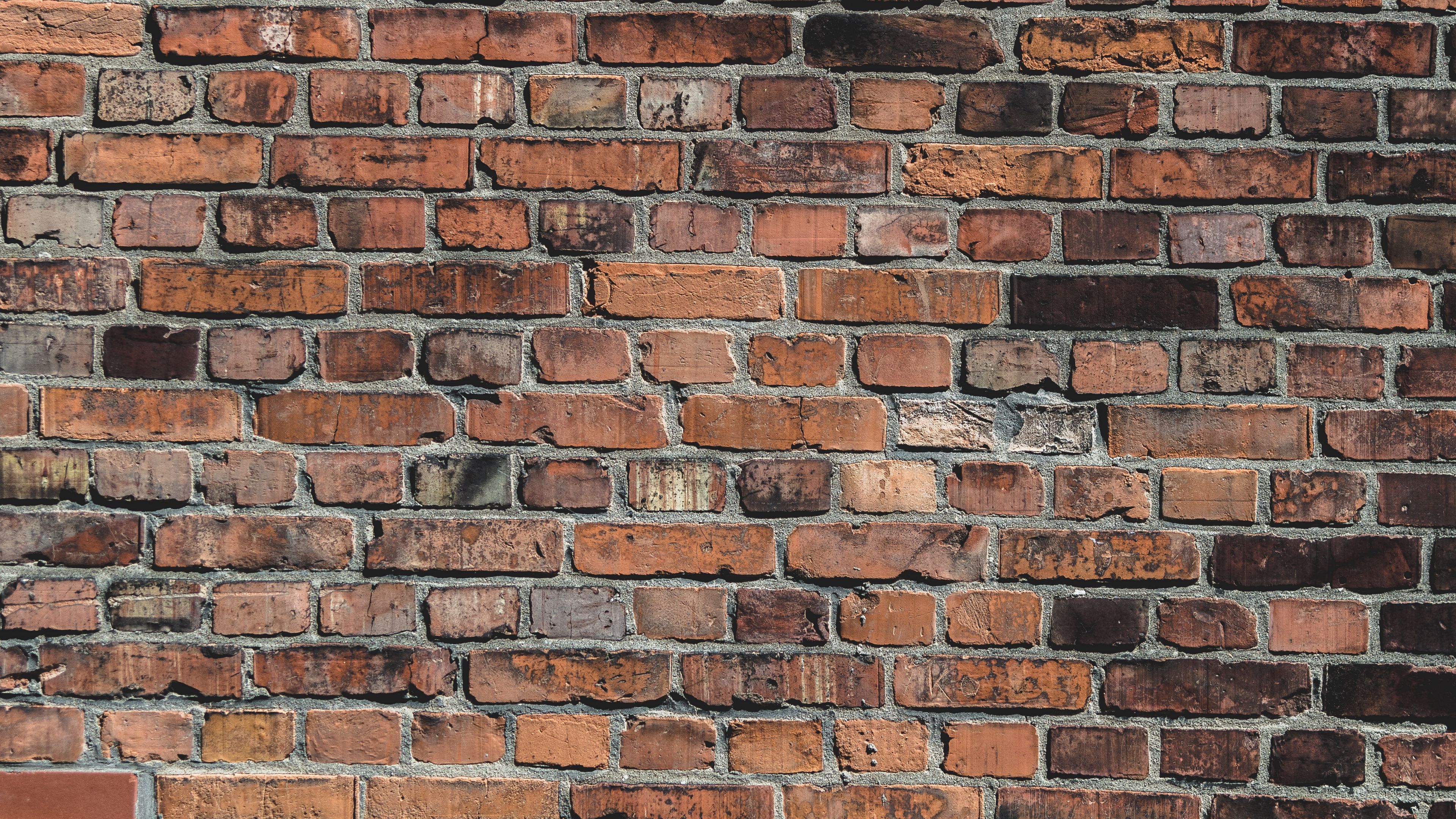 Download wallpaper 3840x2160 bricks, wall, brick wall, surface, old 4k uhd 16:9 HD background