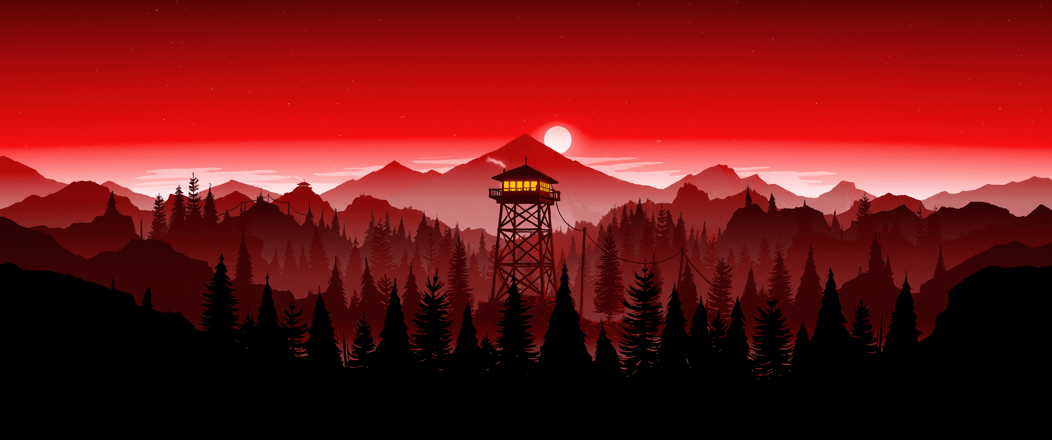 Firewatch Wallpaper 4K, Red Sky