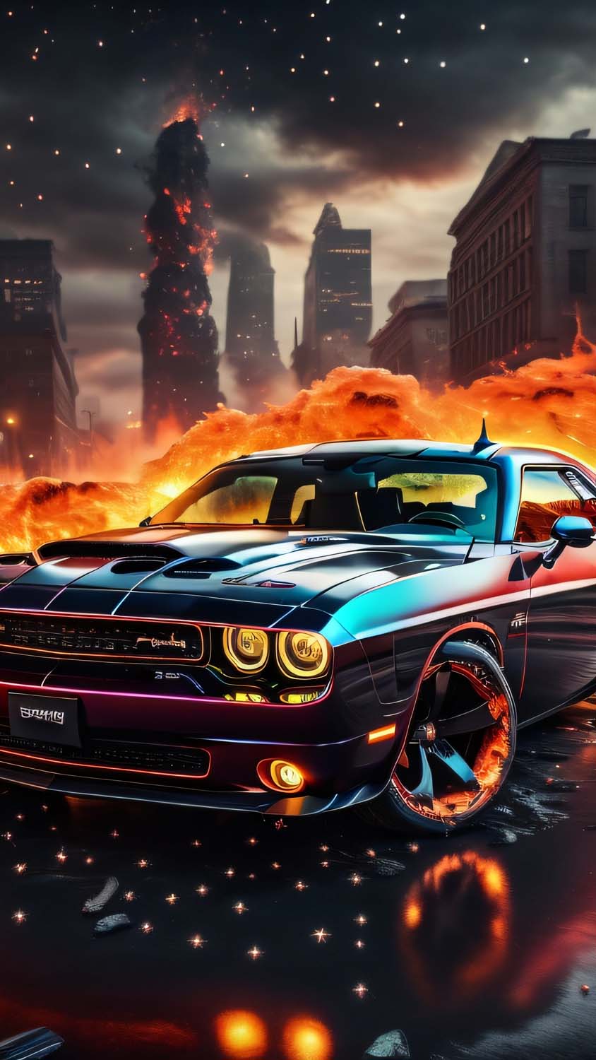 Dodge Challenger Apocalyptic iPhone Wallpaper 4K