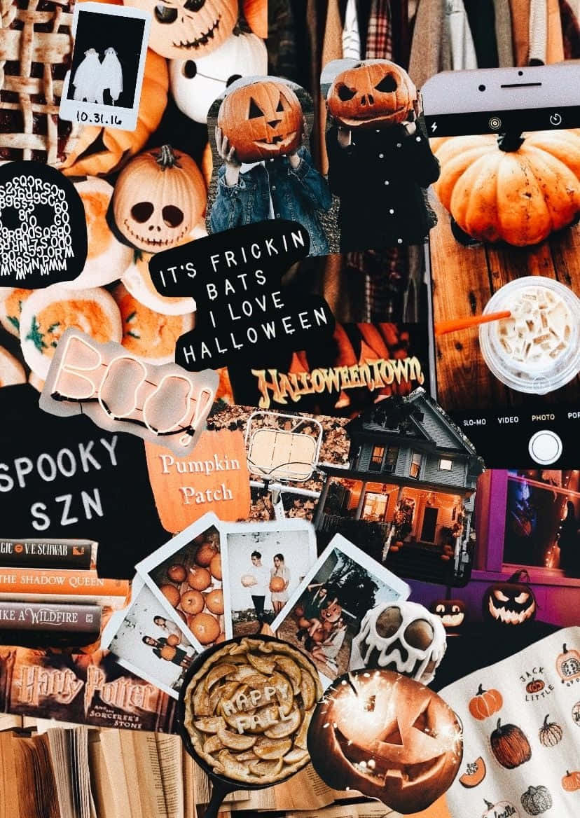 Download Fall Halloween iPhone Spooky Season Collage Wallpaper