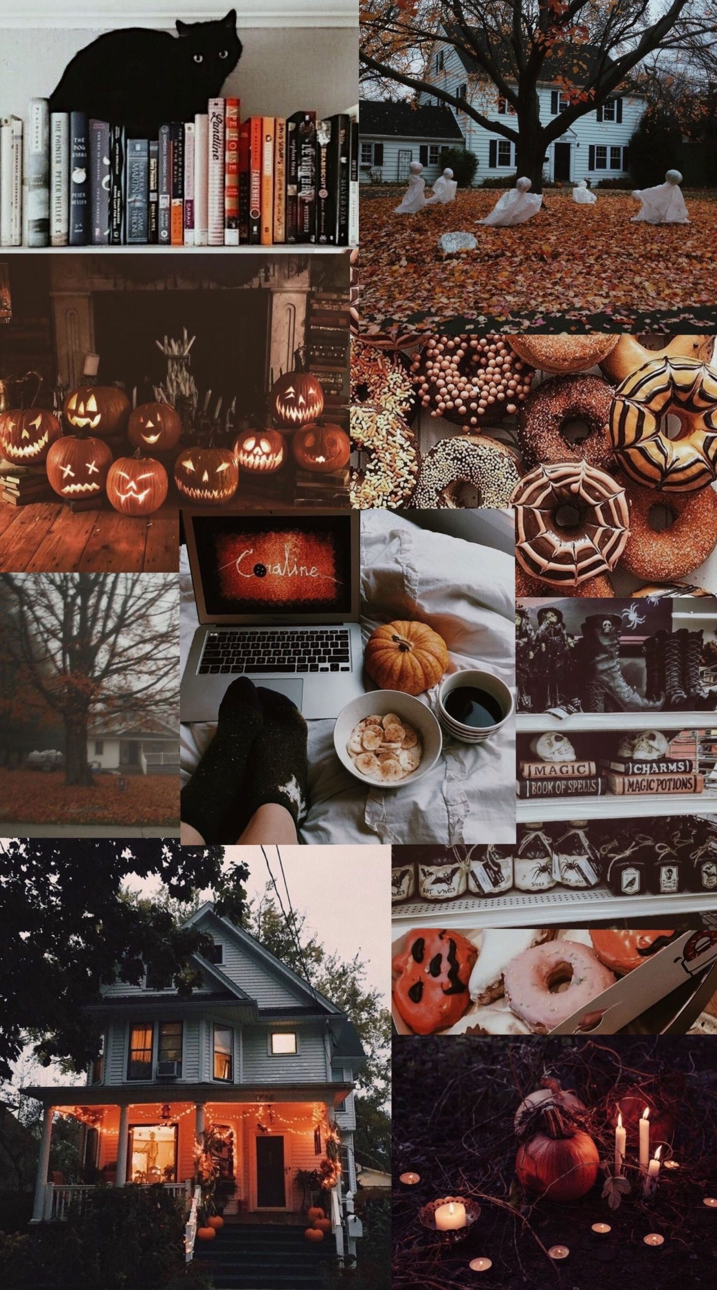 Autumn Collage Wallpaper, Spooky Halloween Collage Wallpaper