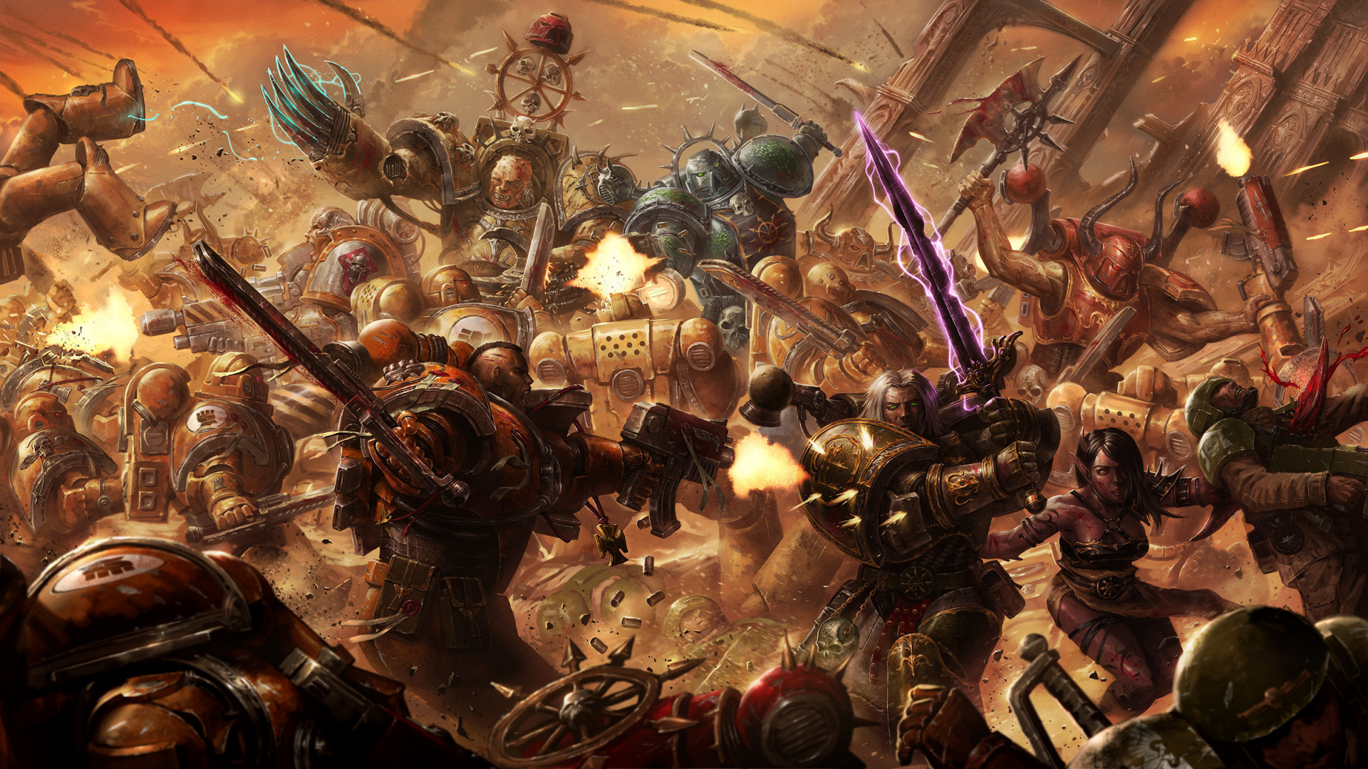 Download wallpaper war, Warhammer, Warhammer 40K, imperial fists, section fantasy in resolution 1920x1080