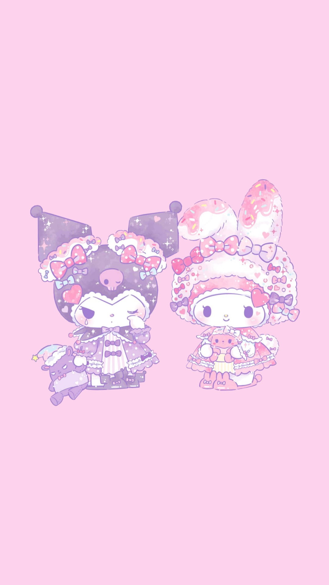Sanrio & Melody In Cute Kawaii Outfits. Mobile Wallpaper [1080x1920]